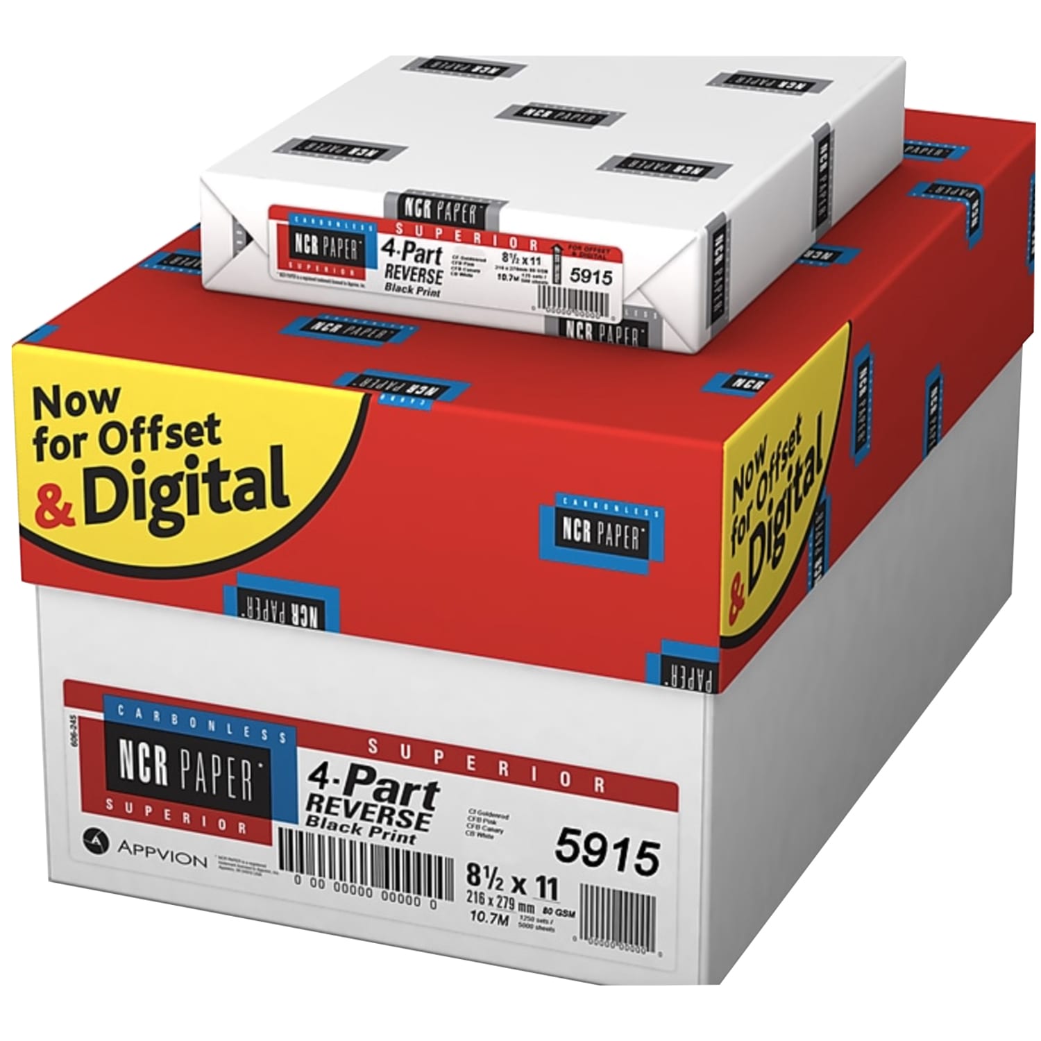 NCR Paper Appvion Superior Carbonless Copy Paper, 10 Reams, White, Letter (8.5in x 11in), 1250 Sheets Per Case, 22 Lb, 92 Brightness
