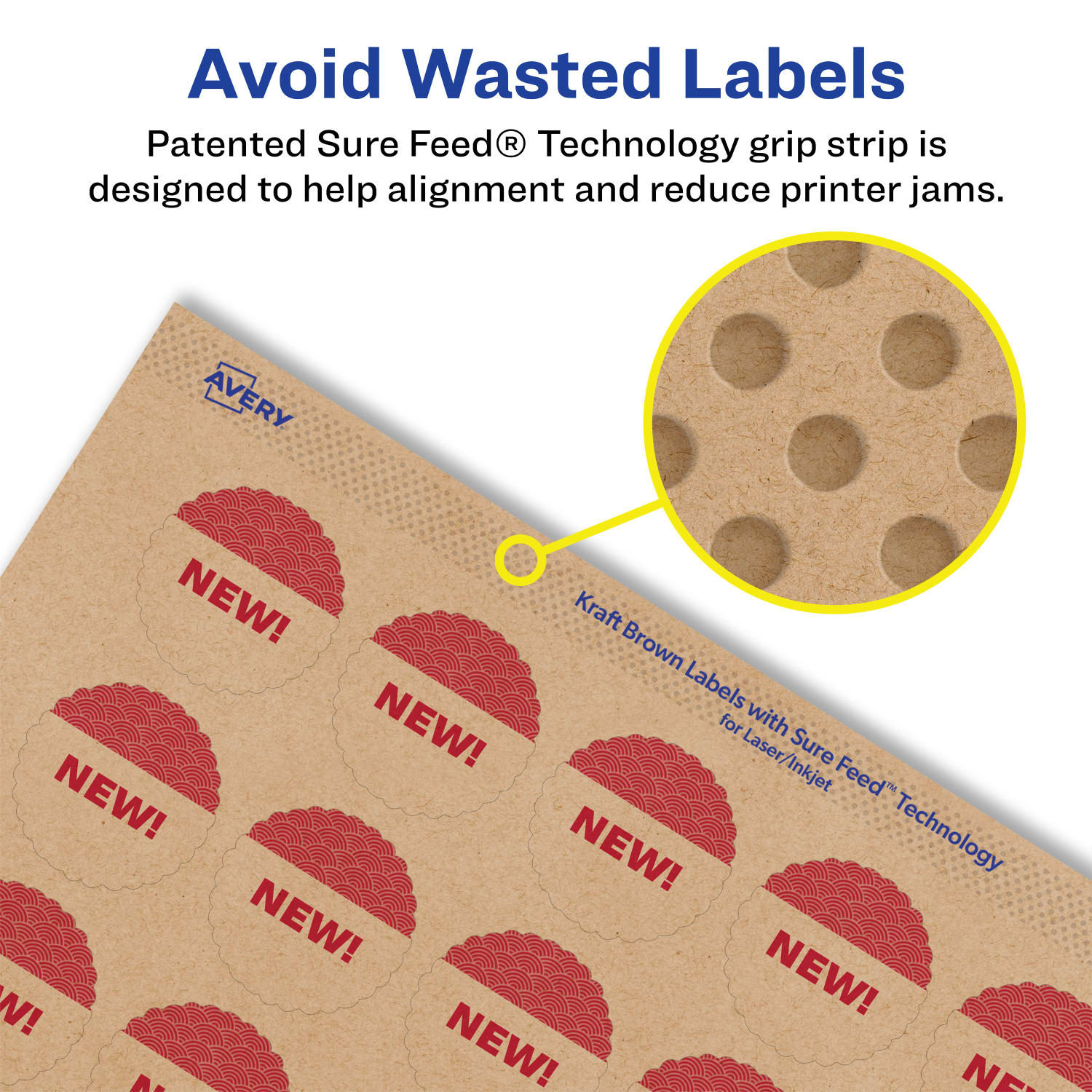 Avery Kraft Permanent Labels With Sure Feed, 94606-KMP25, Starburst, 1in, Brown, Pack Of 1,200 - Image 5