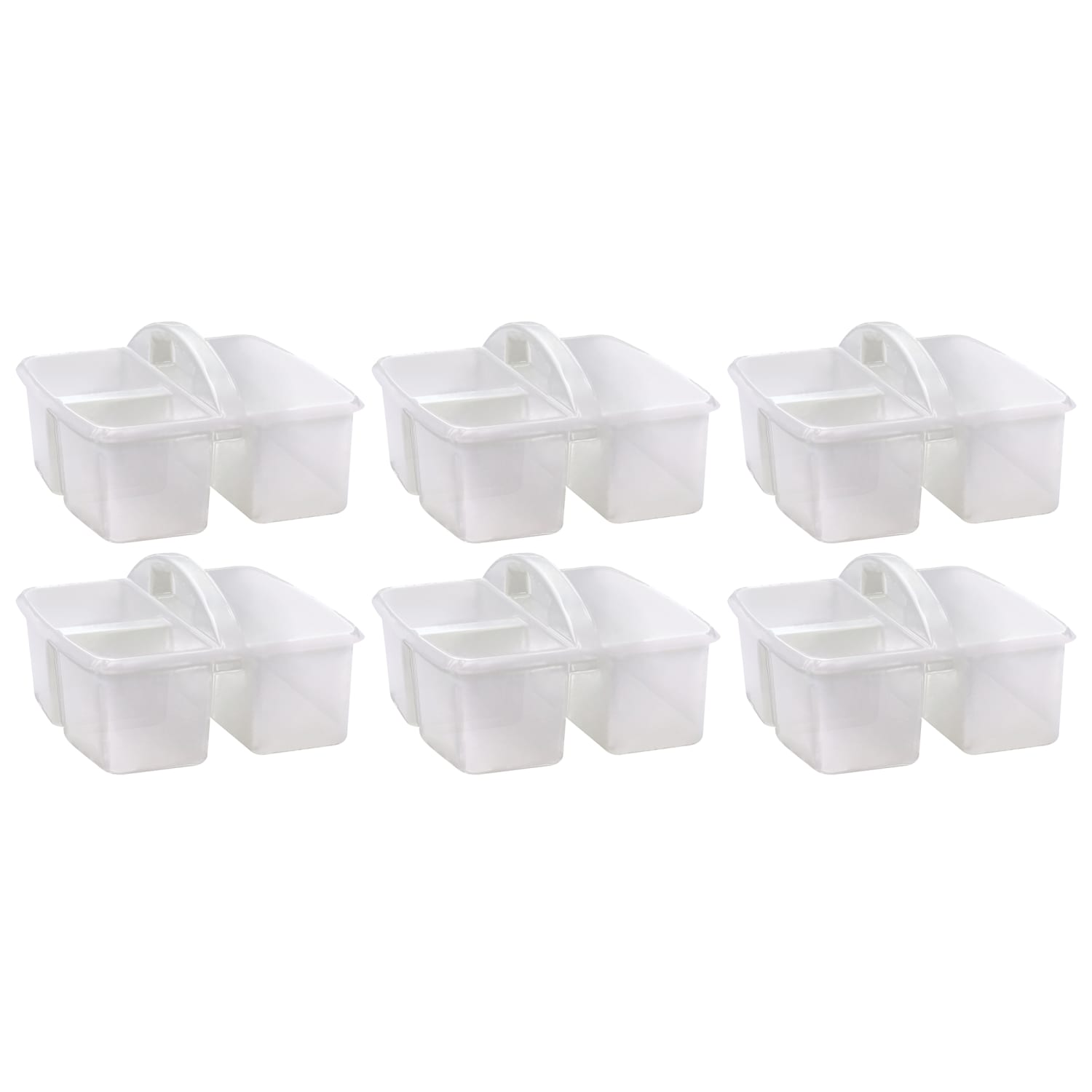 Teacher Created Resources Plastic Storage Caddies, 5-1/4inH x 9-1/4inW x 9inD, Clear, Pack Of 6 Caddies