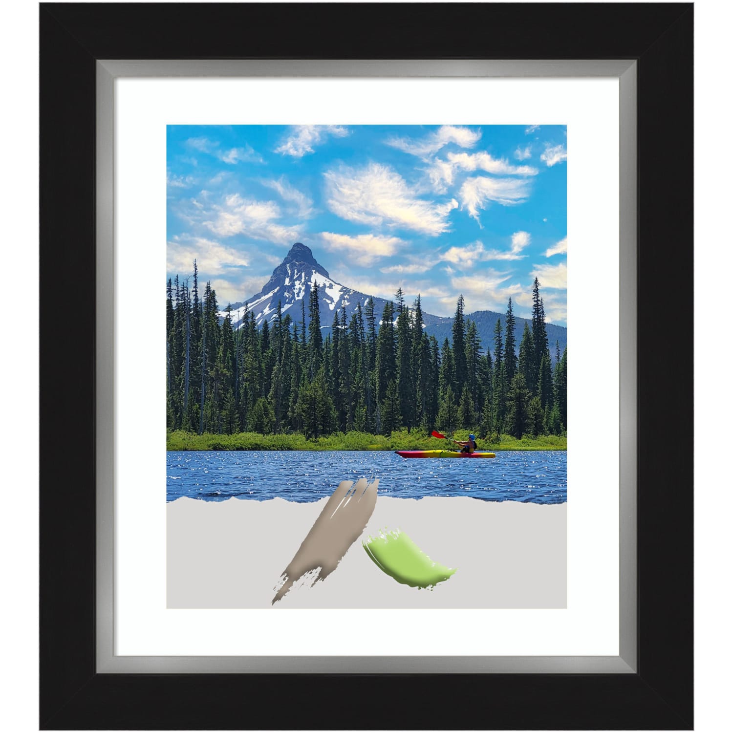 Amanti Art Eva Picture Frame, 25in x 29in, Opening Size 20in x 24in (Matted To 16in x 20in), Black Silver