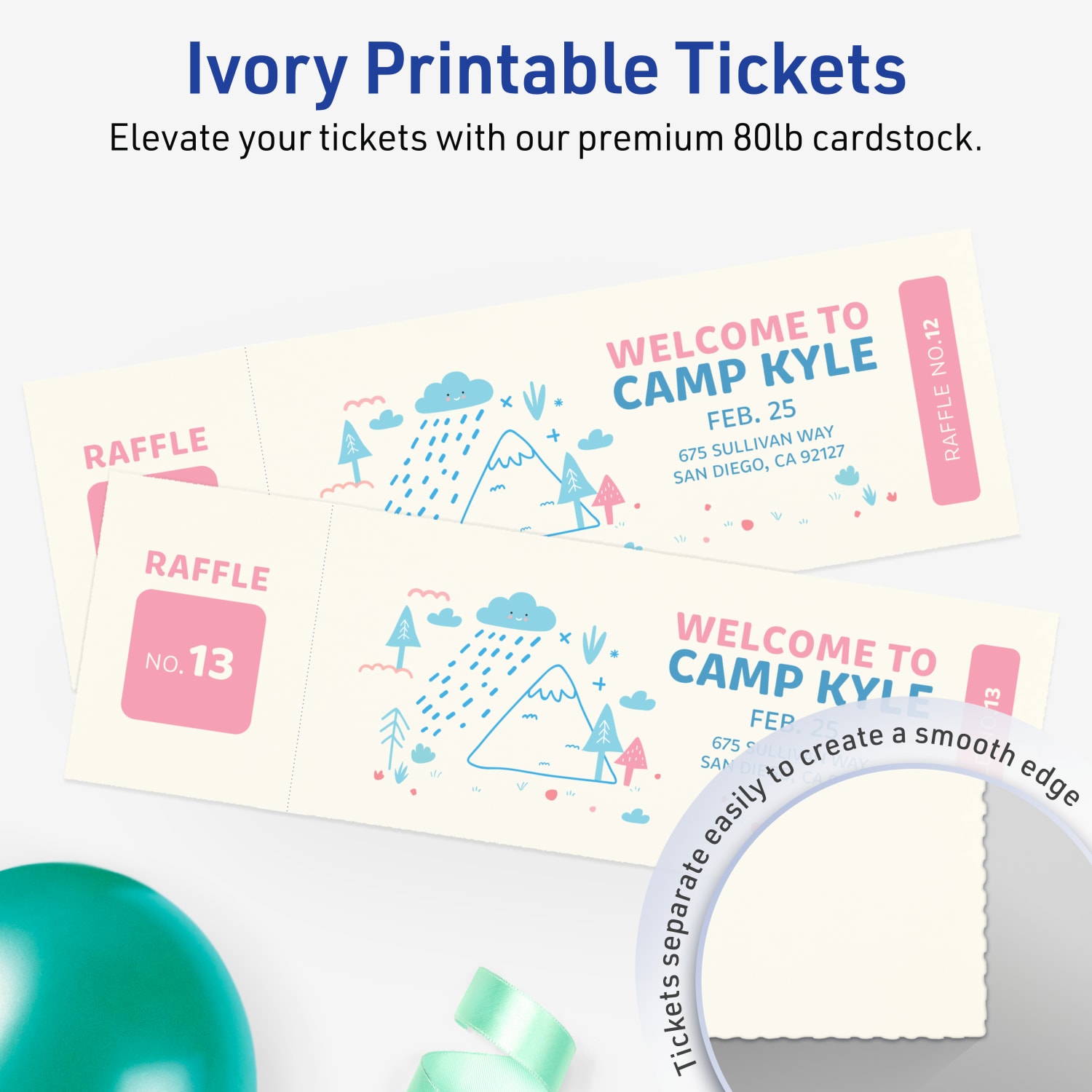 Avery Printable Tickets, 2.75inx8.5in, Matte Ivory, Pack Of 100 - Image 3