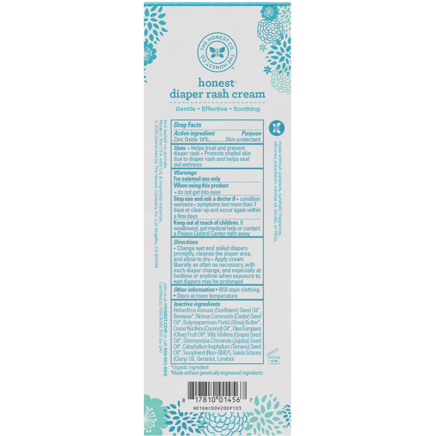 The Honest Company Unscented Diaper Rash Cream, 2.5 Oz, Unscented - Image 4