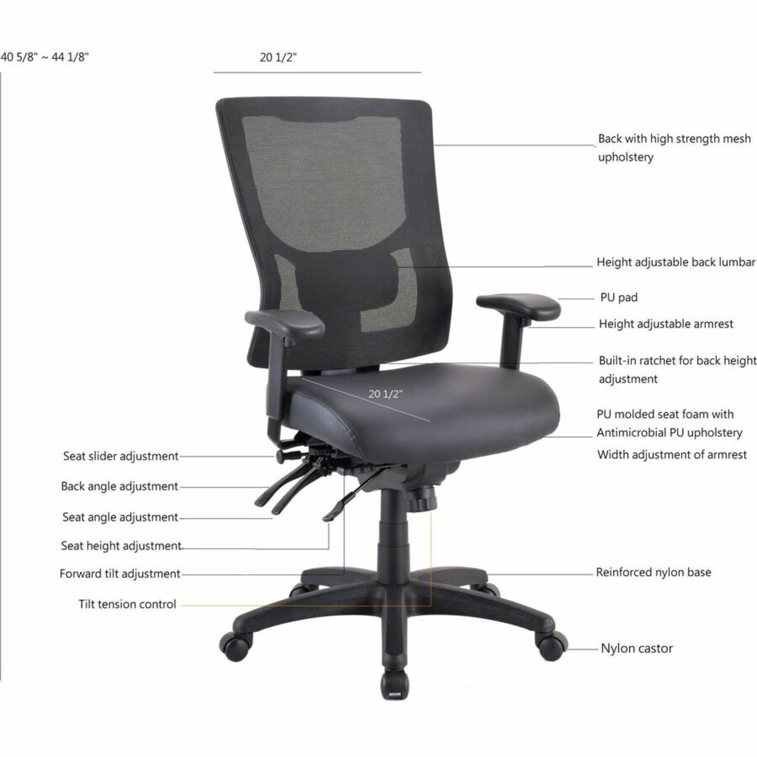 Lorell Conjure High-Back Office Chair - Vinyl, Foam, Polyurethane Seat Material - High Back - Black - Armrest - 1 Each - Image 5