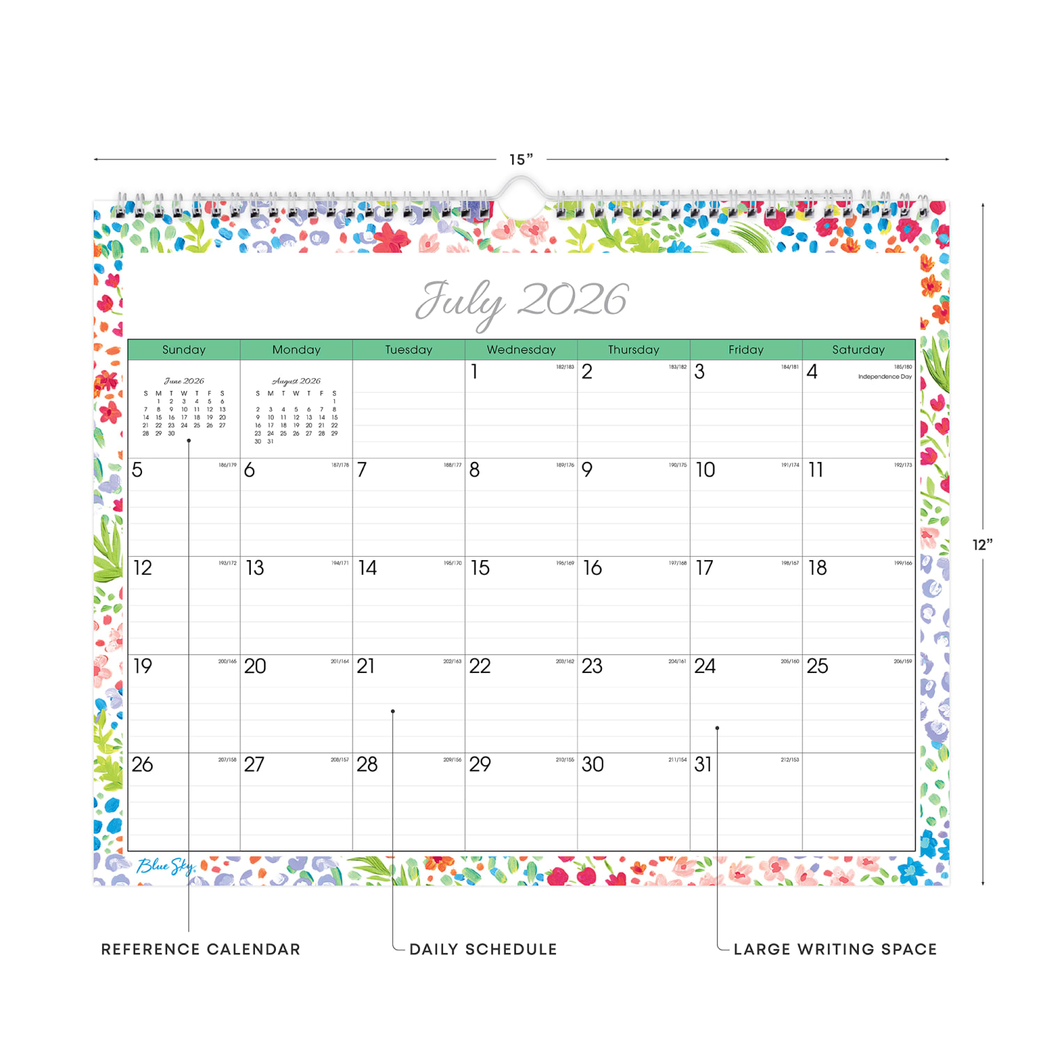 Wall Calendar BS Ditsy Dapple Light - 15x12 AY26-27 Monthly Safety Wirebound - - Image 3