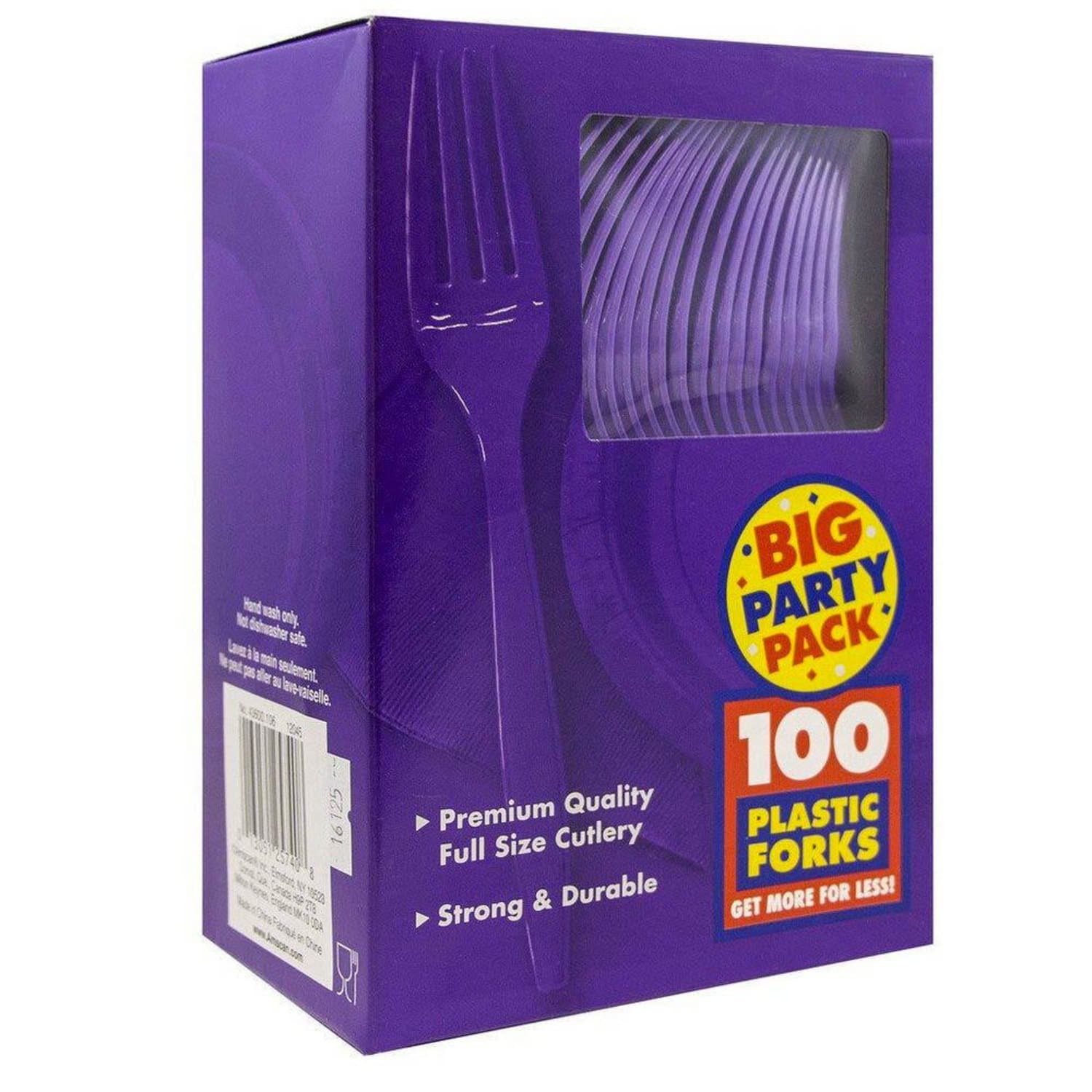 JAM PAPER Big Party Pack of Premium Plastic Forks, Purple, 100 Disposable Forks/Box - Image 5
