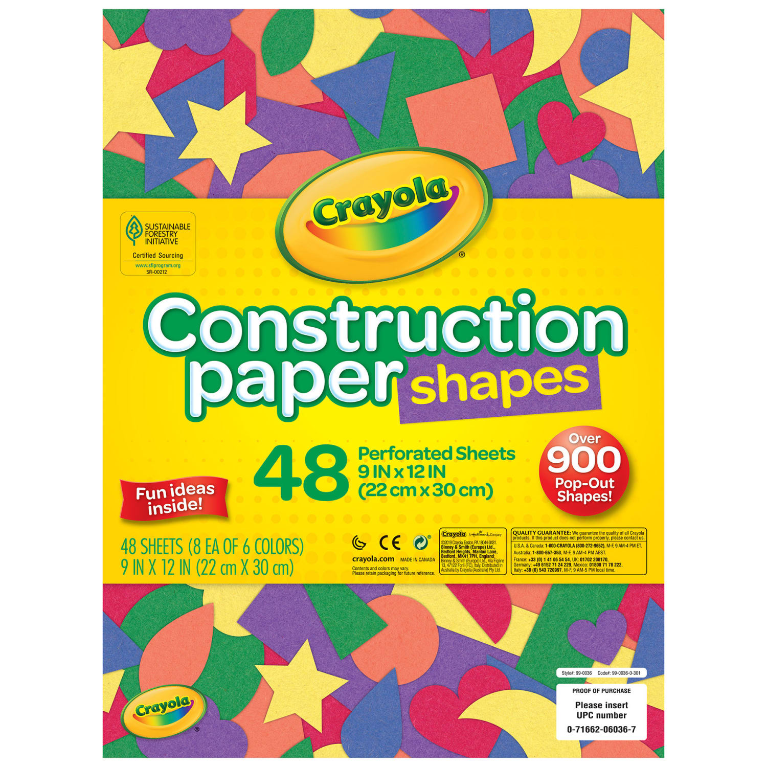 Crayola Construction Paper Shapes, Assorted Colors, 48 Perforated Sheets Per Pack, Set Of 3 Packs - Image 5