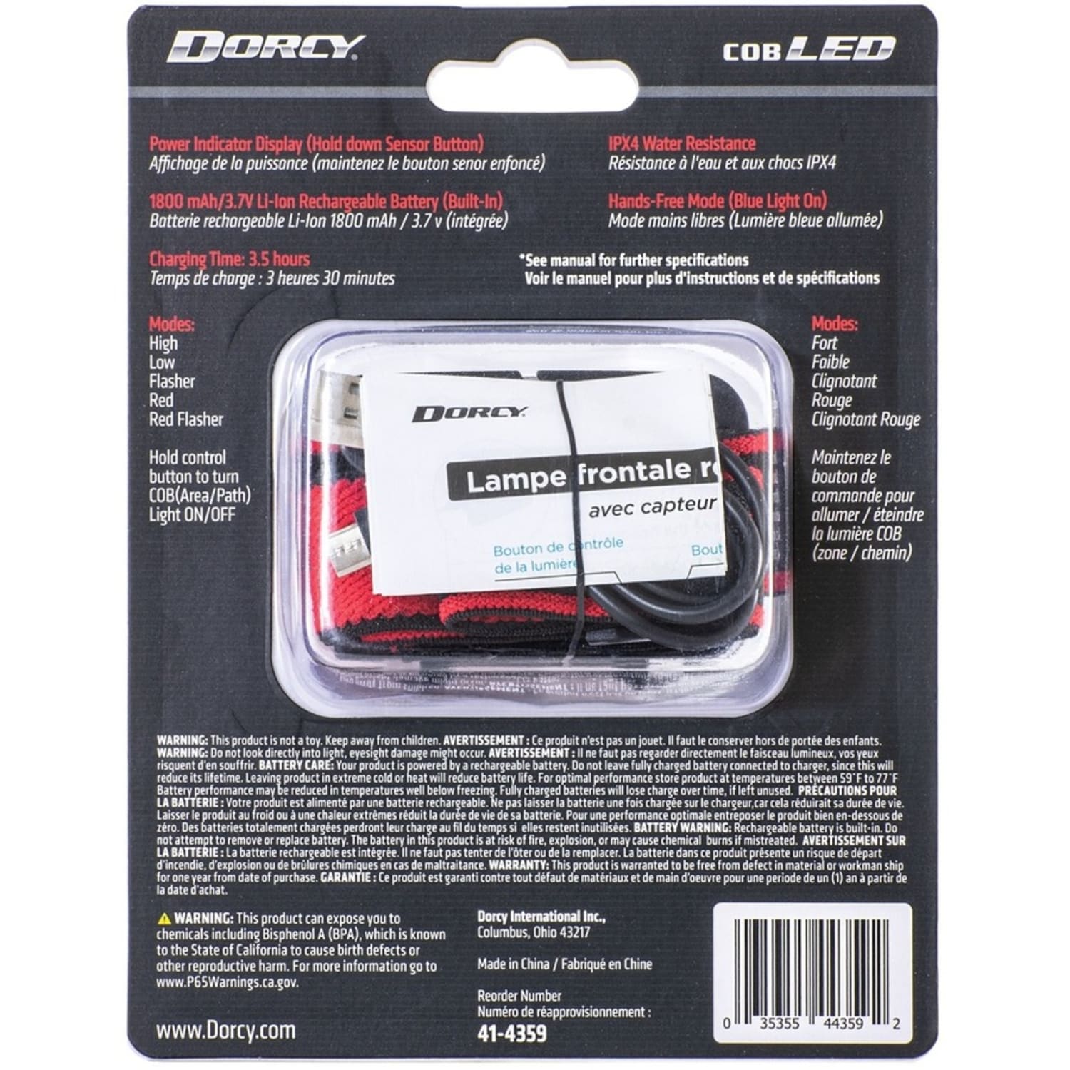 Dorcy 330 Lumen USB Rechargeable Motion Sensor Headlamp - LED - 330 lm Lumen - Lithium Ion (Li-Ion) - 414359 - Image 5