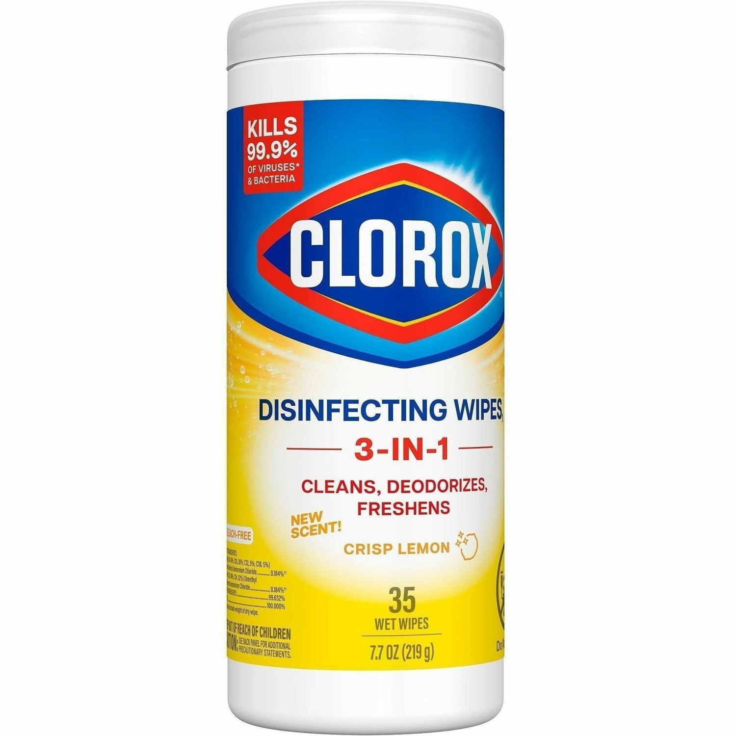Clorox Disinfecting Cleaning Wipes - Ready-To-Use - Crisp Lemon Scent - Anti-bacterial, Textured, Bleach-free - Yellow - 35/Tub - 2 / Pallet - Image 4