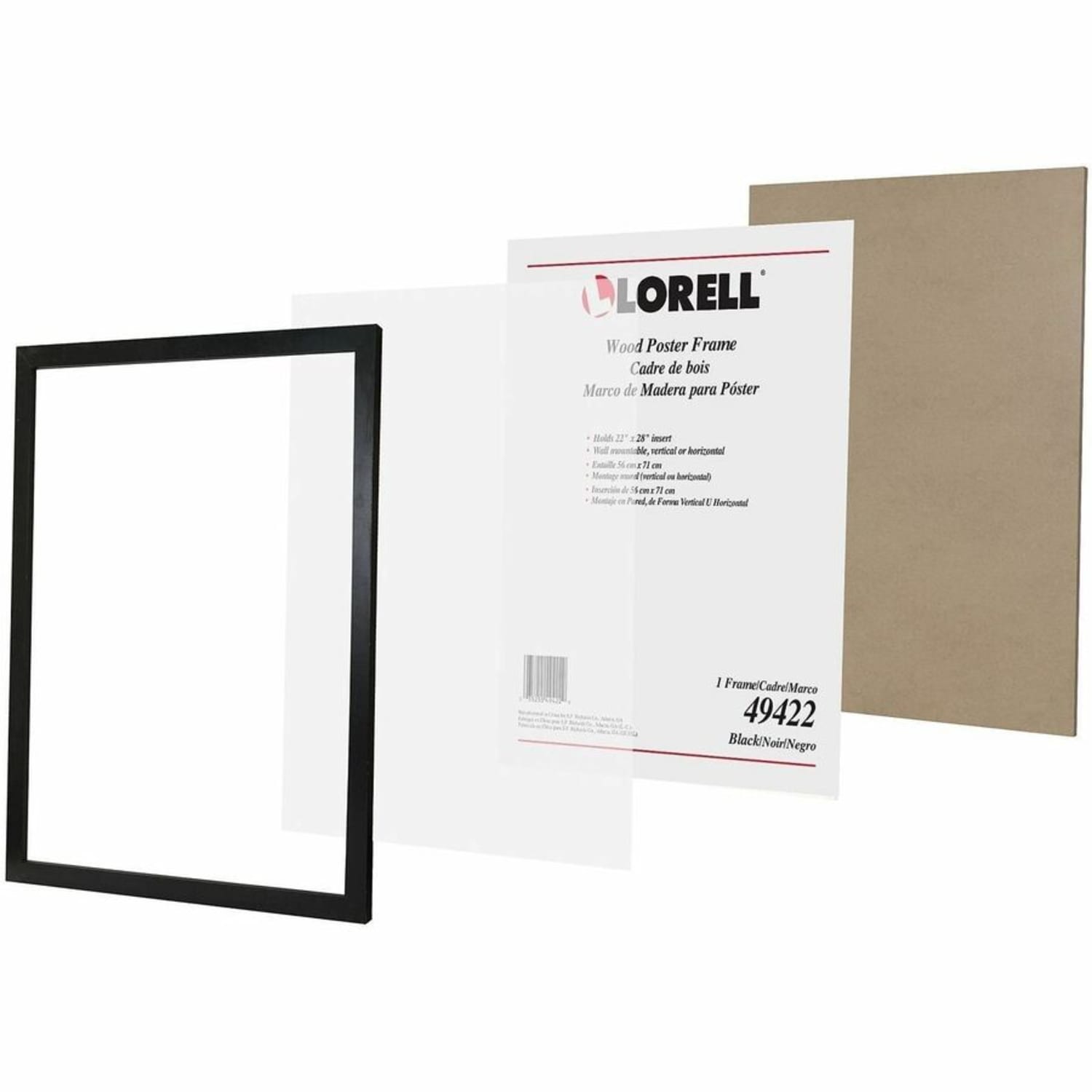 Lorell Solid Wood Poster Frame - 22in x 28in Frame Size - Vertical, Horizontal - Mountable - Solid Wood, Wood - Black - 1 Each - Image 4