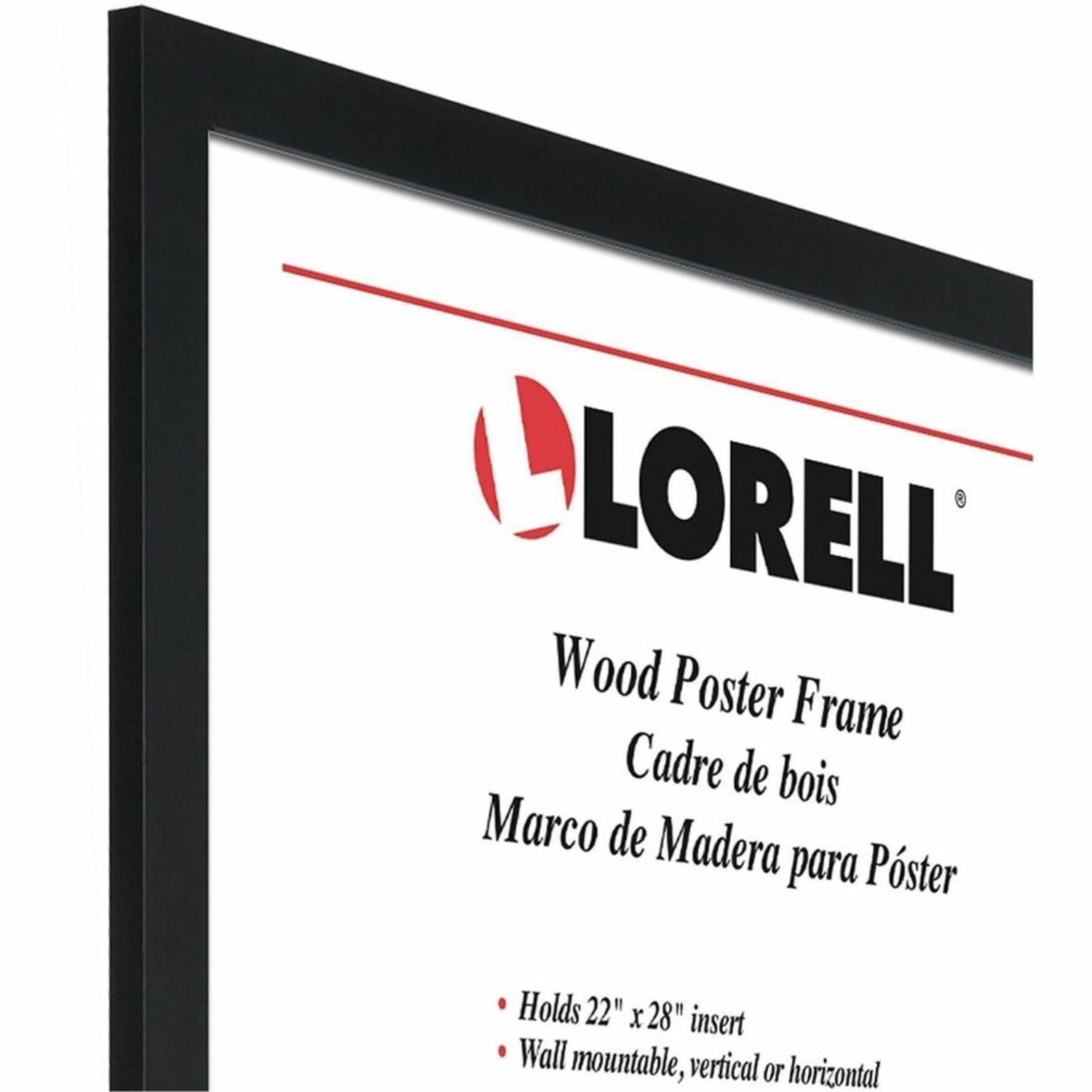 Lorell Solid Wood Poster Frame - 22in x 28in Frame Size - Vertical, Horizontal - Mountable - Solid Wood, Wood - Black - 1 Each - Image 5