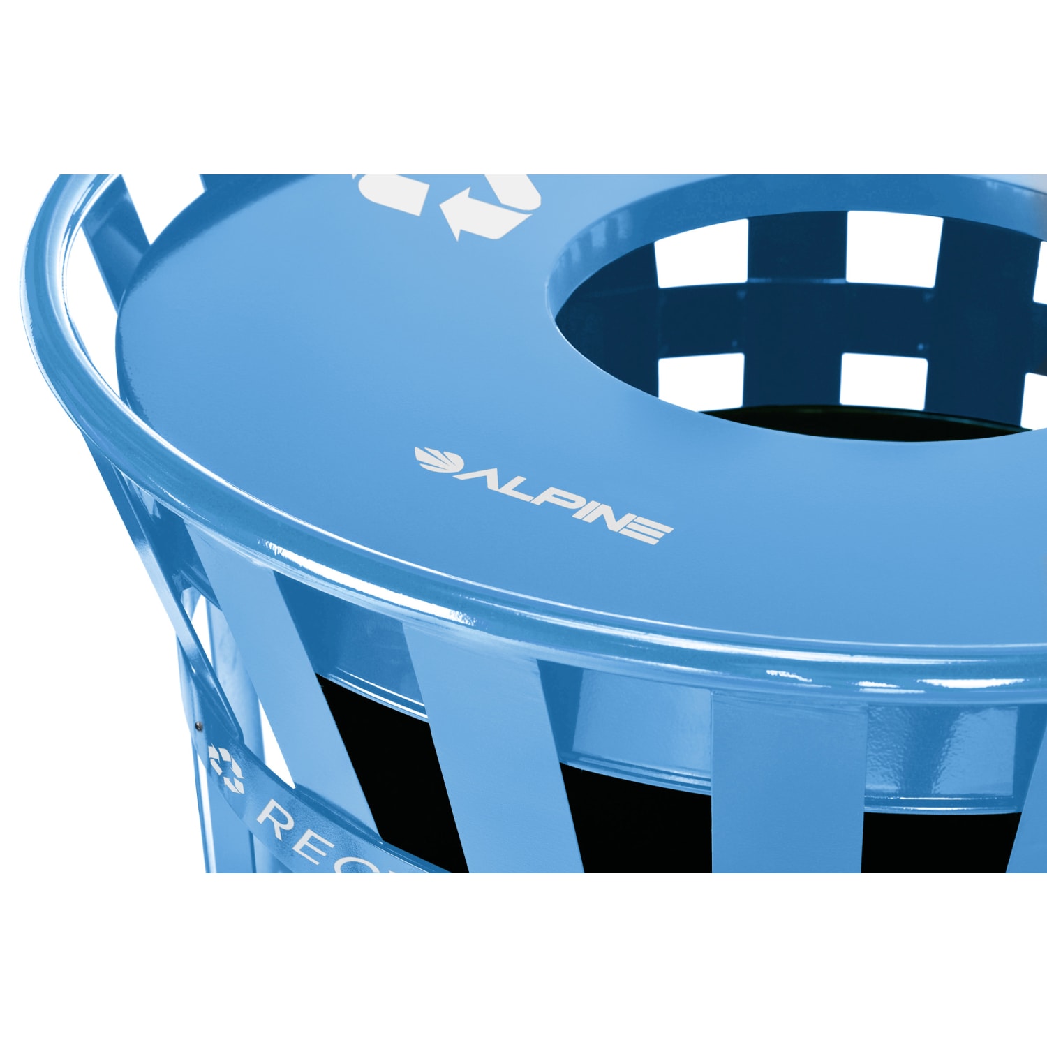 Alpine Industries Outdoor Metal Recycling Receptacle, 38 Gallons, Blue - Image 3