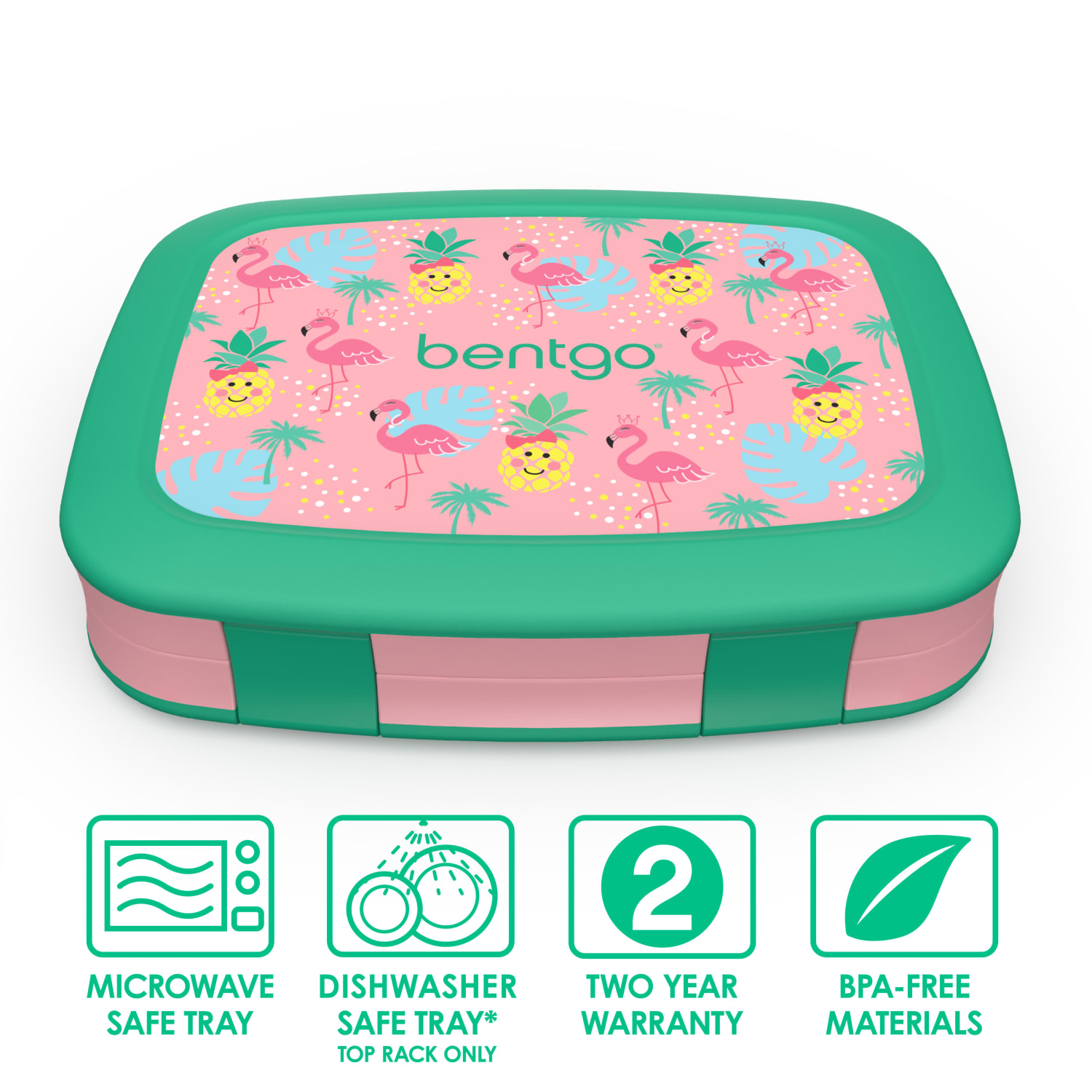 Bentgo Kids Prints 5-Compartment Lunch Box, 2inH x 6-1/2inW x 8-1/2inD, Tropical - Image 5