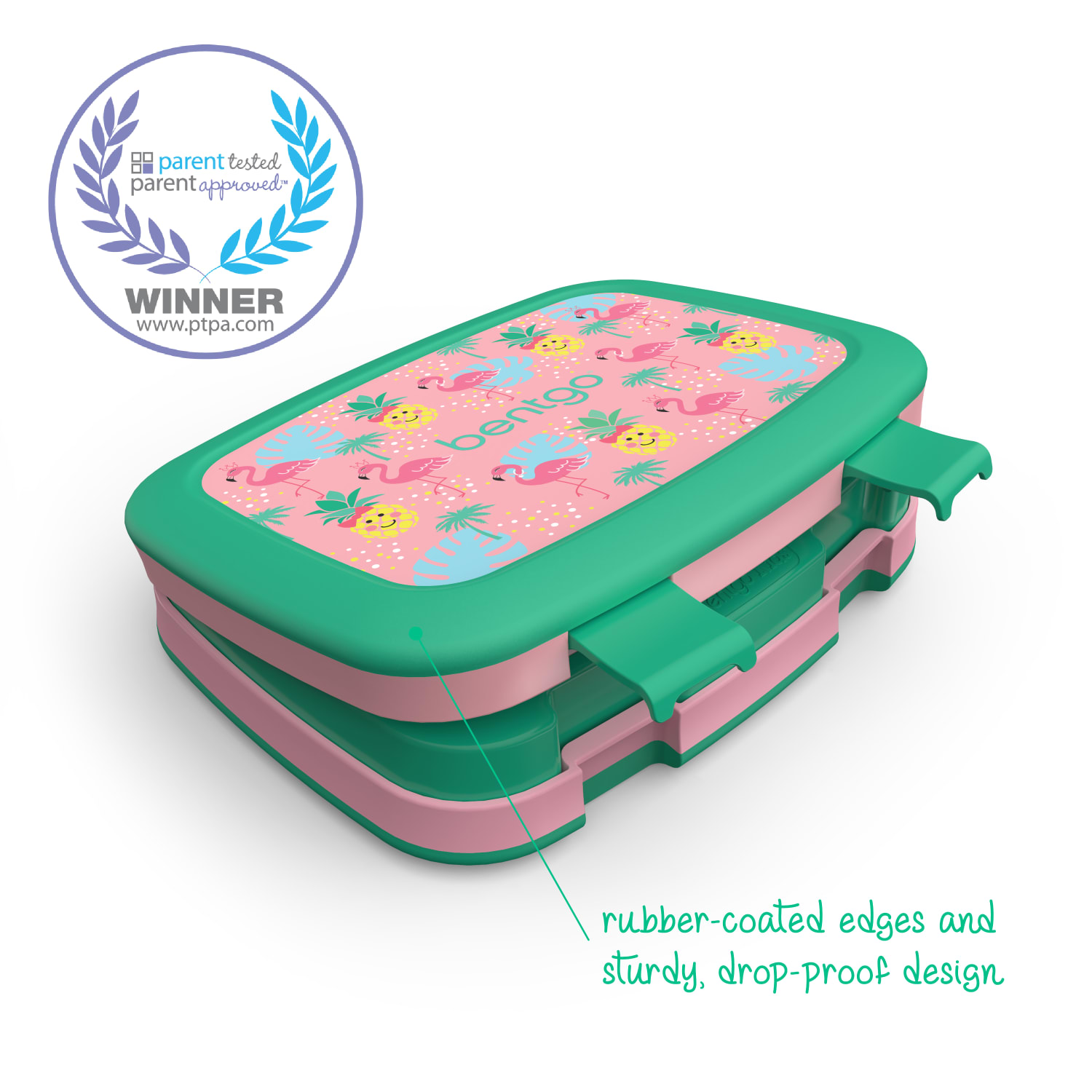 Bentgo Kids Prints 5-Compartment Lunch Box, 2inH x 6-1/2inW x 8-1/2inD, Tropical - Image 6