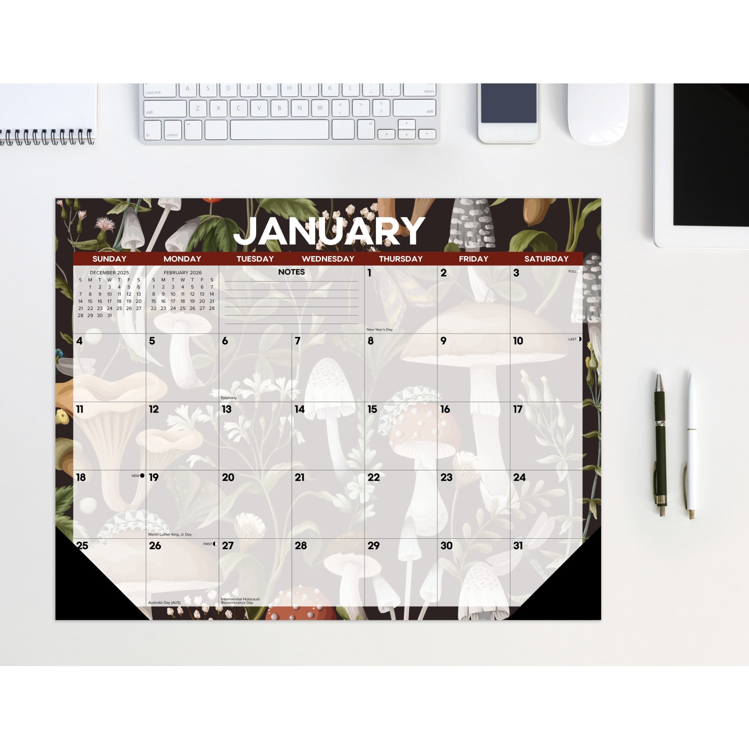 2026 Willow Creek Press Desk Pad Calendar, 22in x 17in, Mushrooms, January To December, 57247 - Image 3