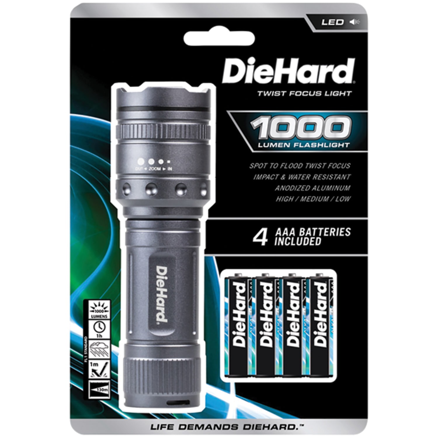 DieHard 11W 1,000-Lumen Twist Focus Flashlight, 5-1/4in x 1-1/2in x 1-1/2in, Black - Image 4