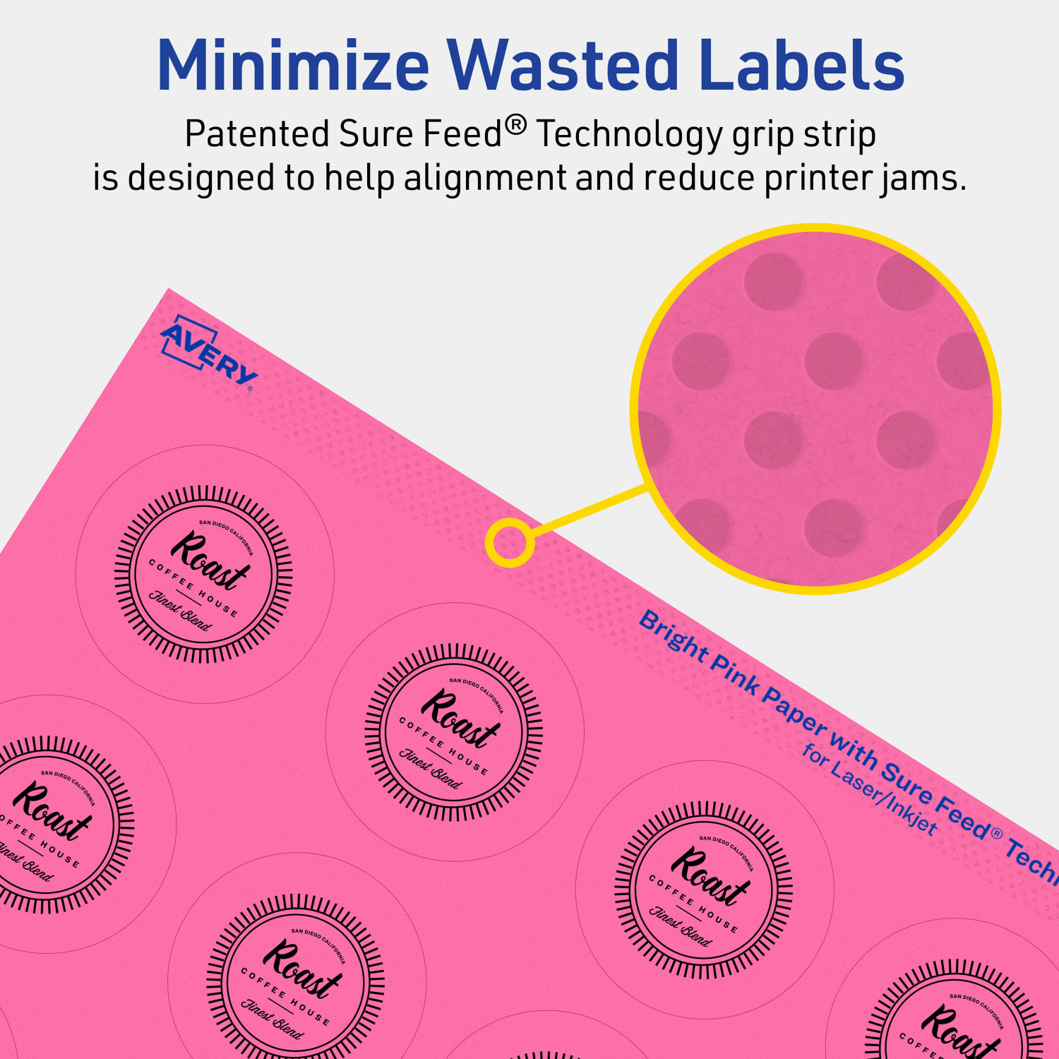 Avery Print-To-The-Edge Labels With Sure Feed Technology And Easy Peel Label Feature, 94509-BPP20, Round, 1-3/4in, Matte Bright Pink, Pack of 400 - Image 5