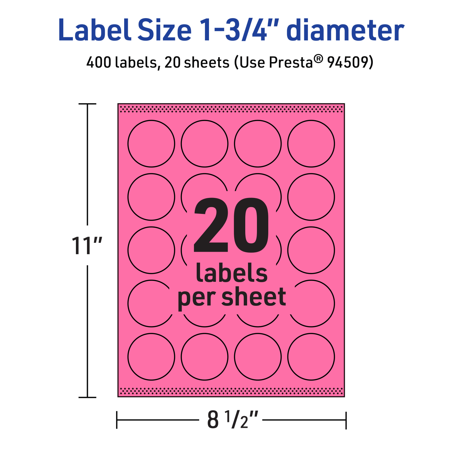 Avery Print-To-The-Edge Labels With Sure Feed Technology And Easy Peel Label Feature, 94509-BPP20, Round, 1-3/4in, Matte Bright Pink, Pack of 400 - Image 6
