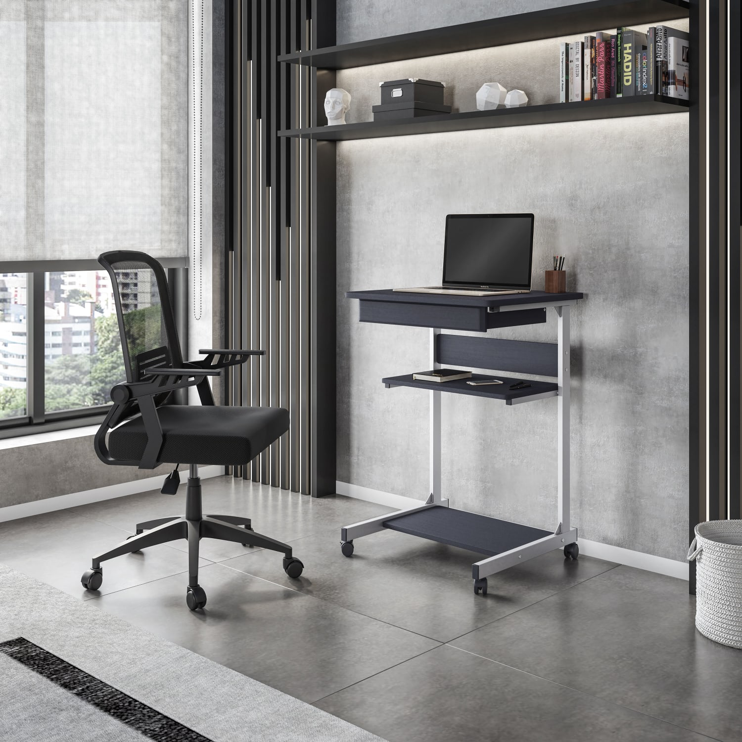 Techni Mobili 22inW Laptop Table Standing Desk, Graphite - Image 6