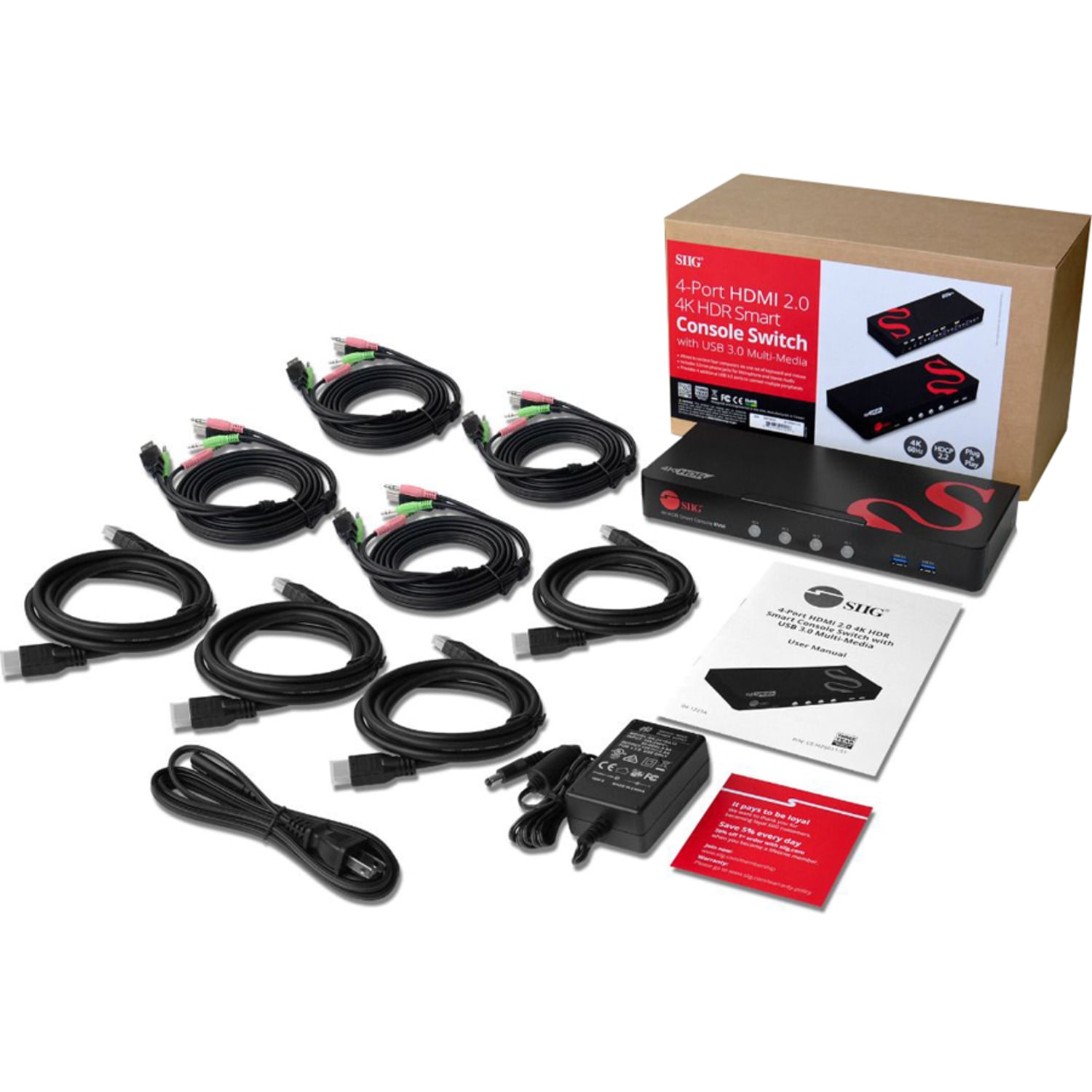 SIIG 4-Port HDMI HDR Smart Console KVM Switch With USB 3.0 Multimedia - Image 5