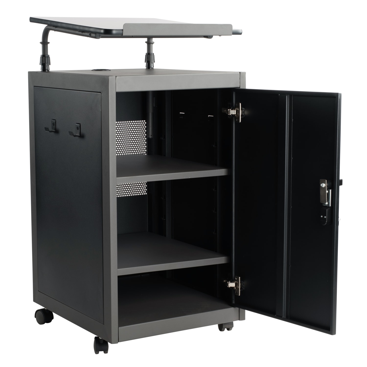 National Public Seating Oklahoma Sound Teachers WorkPod Lectern, 41inH x 20inW x 24inD, Charcoal Slate - Image 4