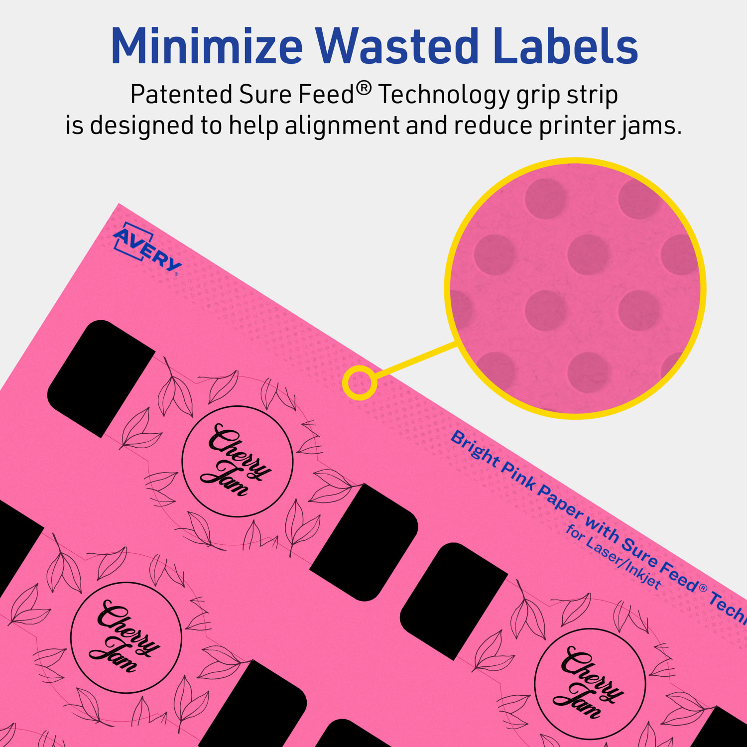 Avery Print-To-The-Edge Labels With Sure Feed Technology, 94122-BPP10, Cigar, 1-1/2in x 3-1/2in, Matte Bright Pink, Pack of 100 - Image 5