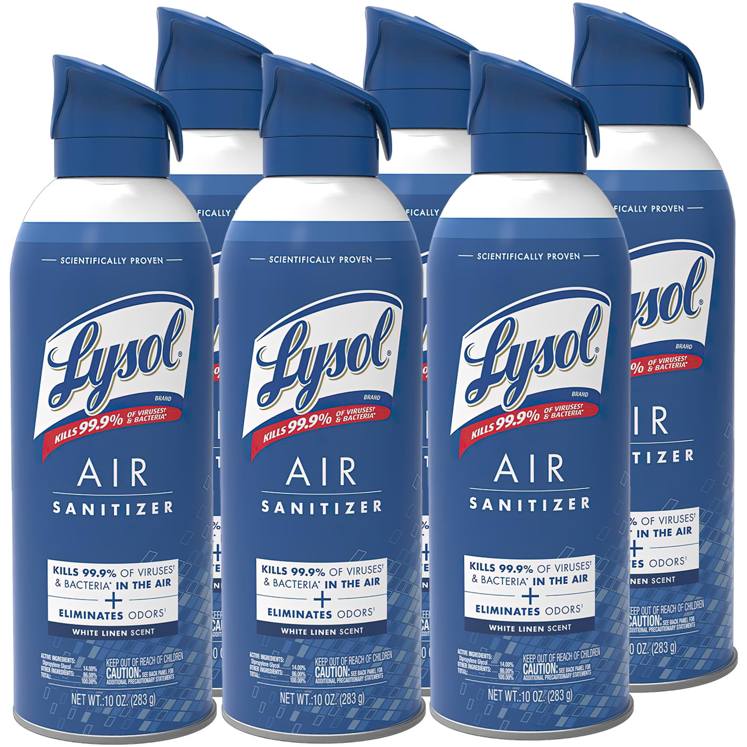 LYSOL Air Sanitizer Spray - White Linen 10 oz., Case of 6 bottles