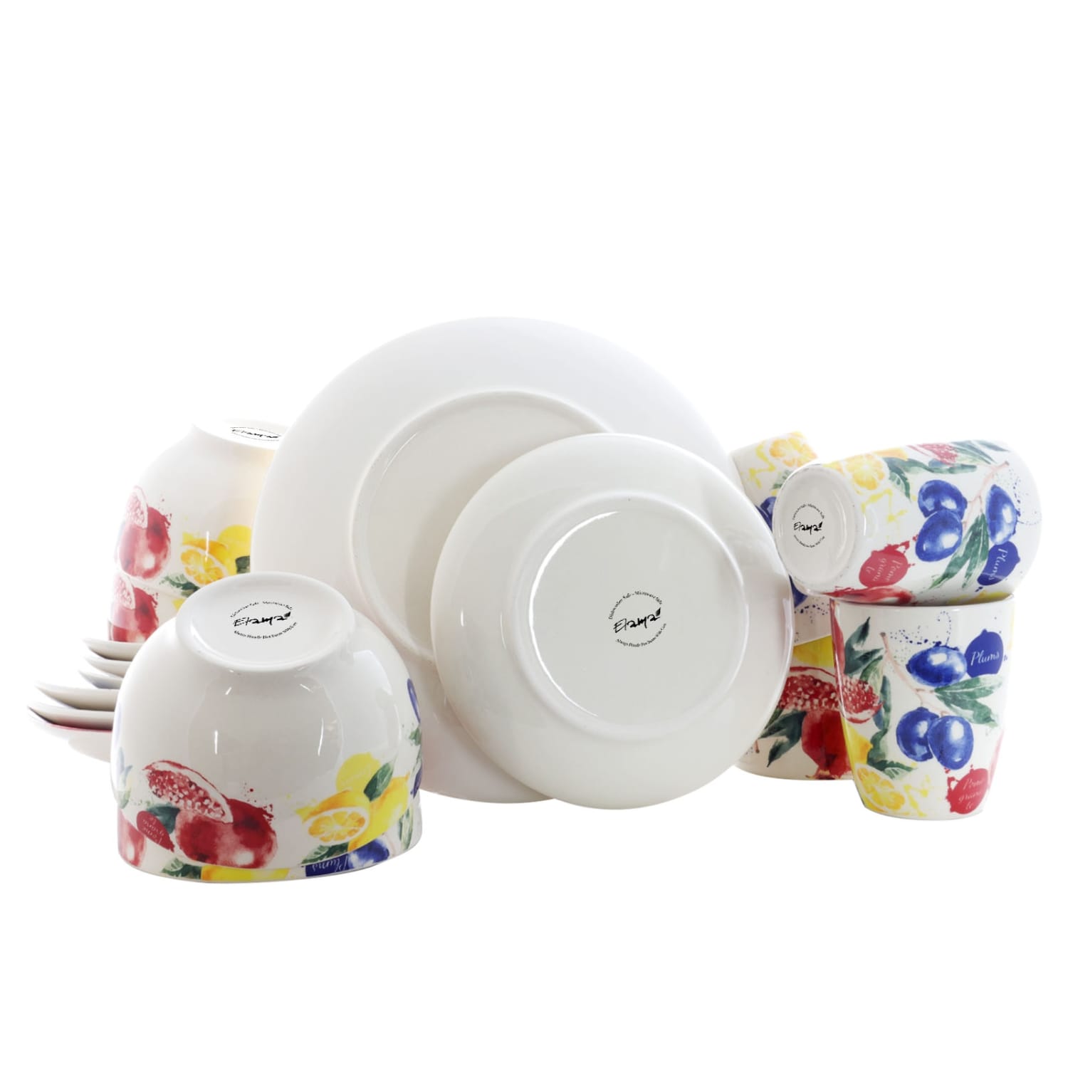 Elama 16-Piece Stoneware Dinnerware Set, Tuscan Amore - Image 3