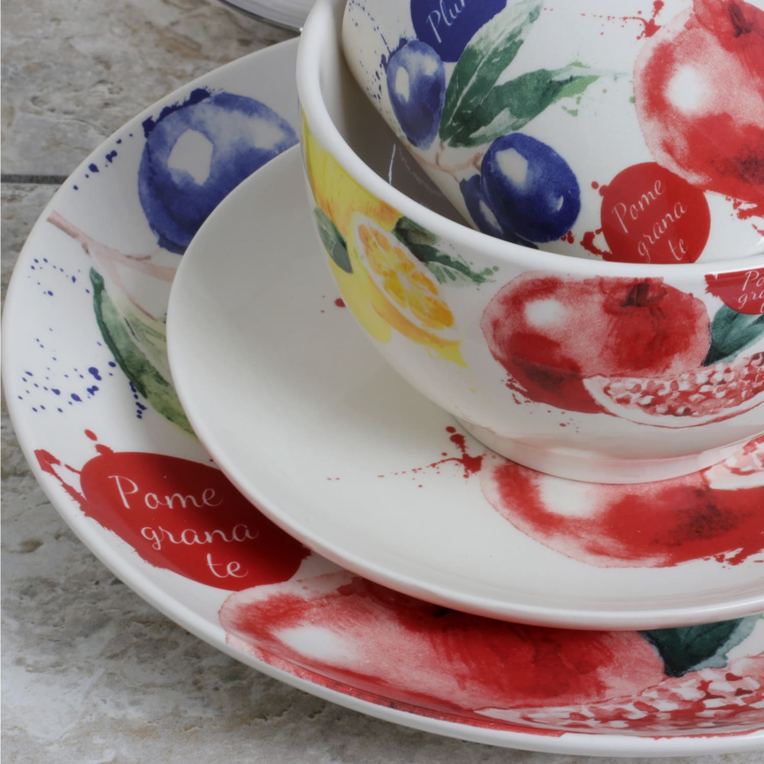 Elama 16-Piece Stoneware Dinnerware Set, Tuscan Amore - Image 4