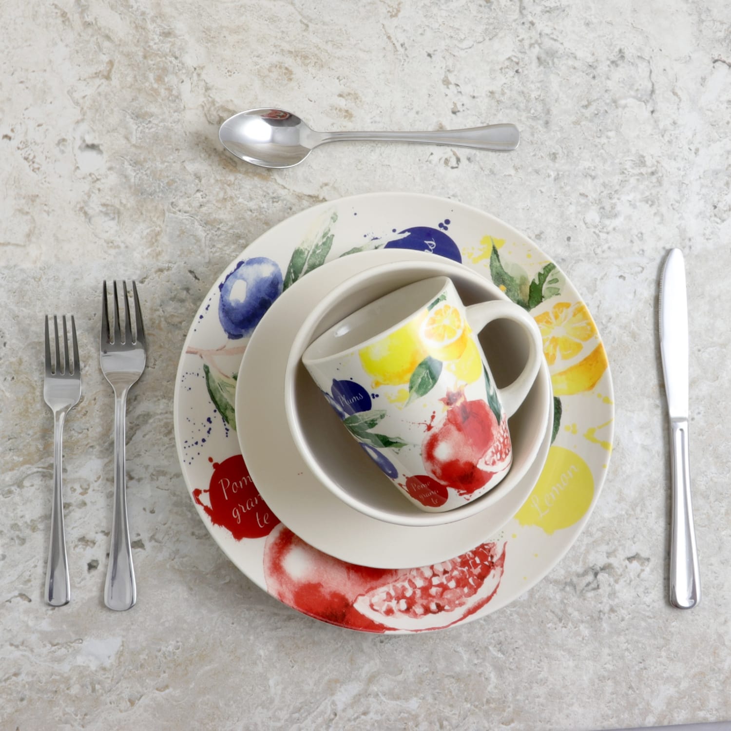 Elama 16-Piece Stoneware Dinnerware Set, Tuscan Amore - Image 5