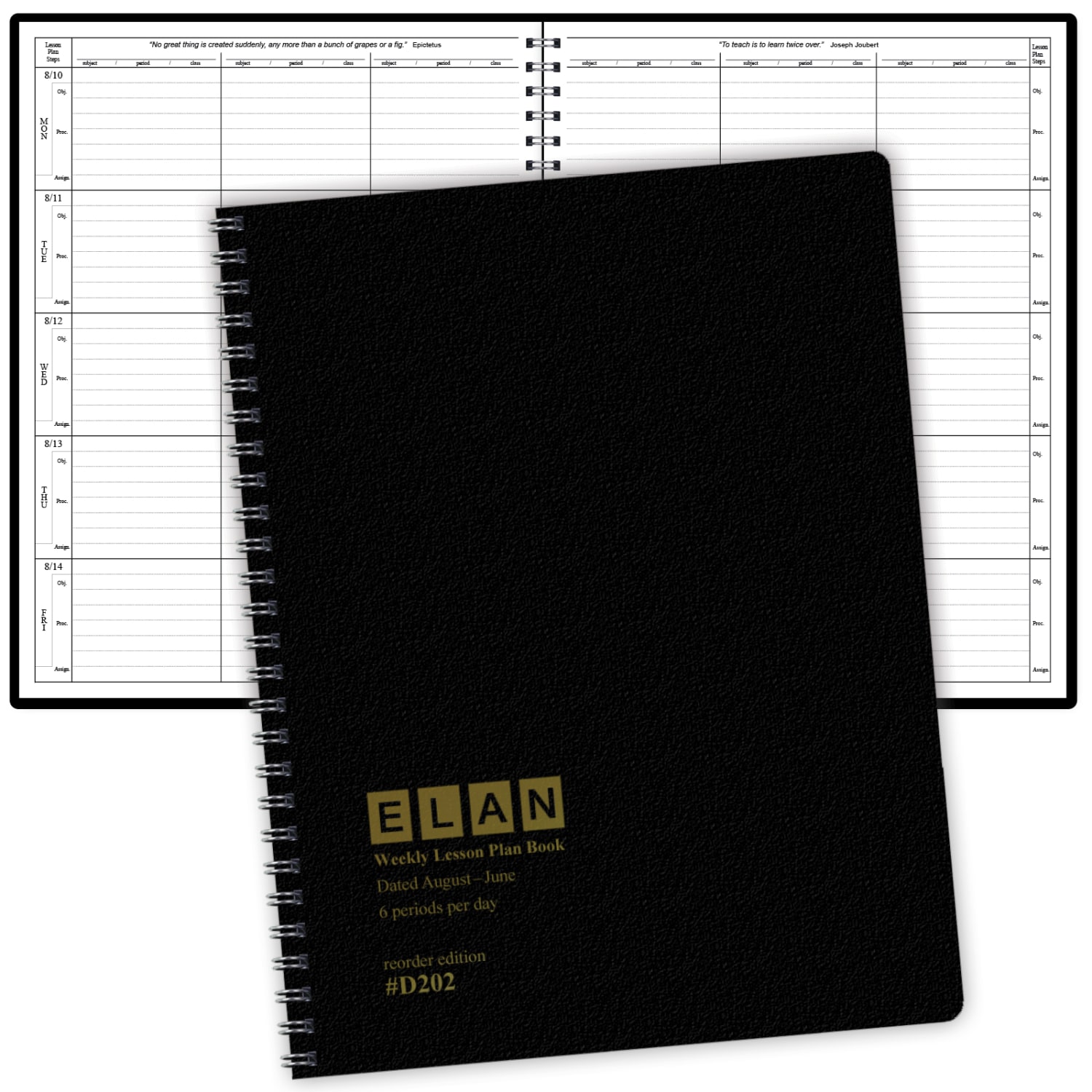 2026-2027 ELAN Publishing Weekly/Monthly Academic Year Teacher Lesson Planner, 8-1/2in x 11in, Black, August To June, Total Qty 1 - Image 3