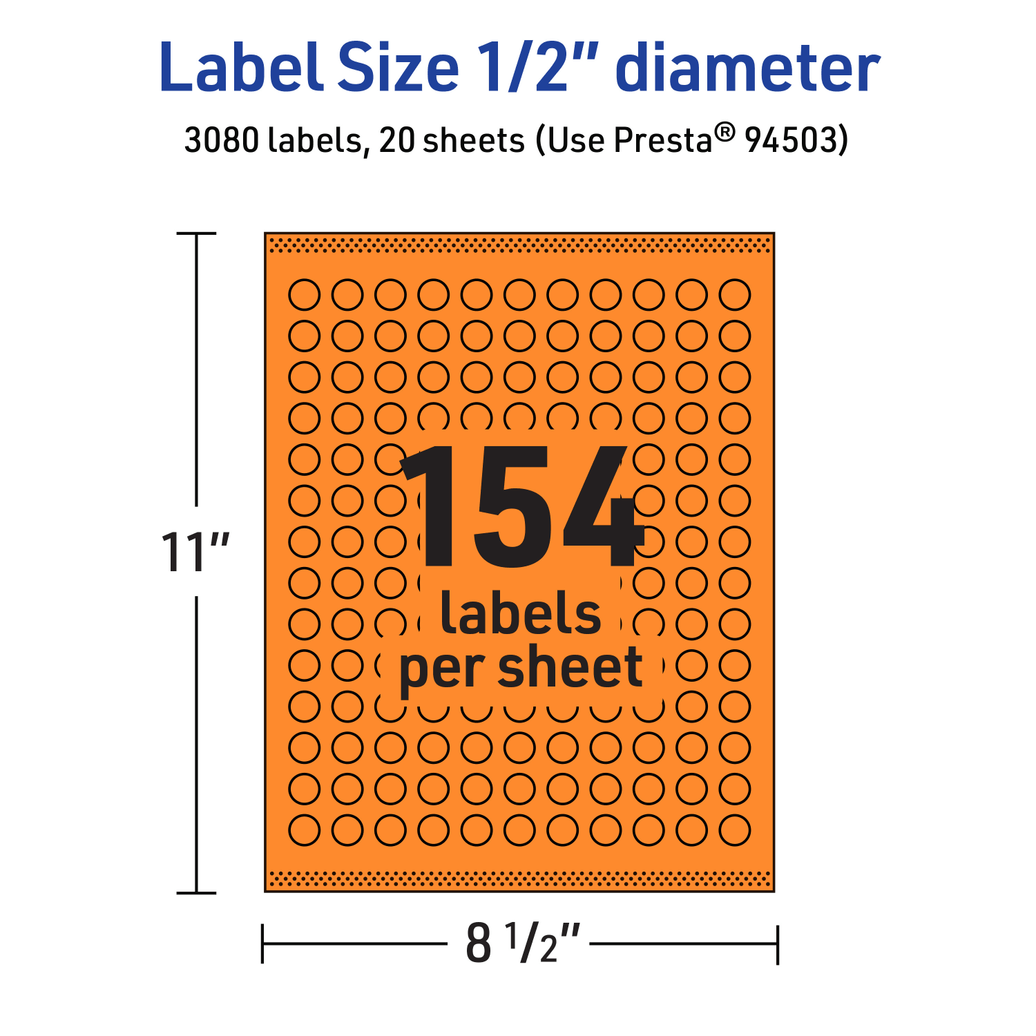 Avery Print-To-The-Edge Labels With Sure Feed Technology And Easy Peel Label Feature, 94503-BOP20, Round, 1/2in, Matte Bright Orange, Pack of 3080 - Image 6