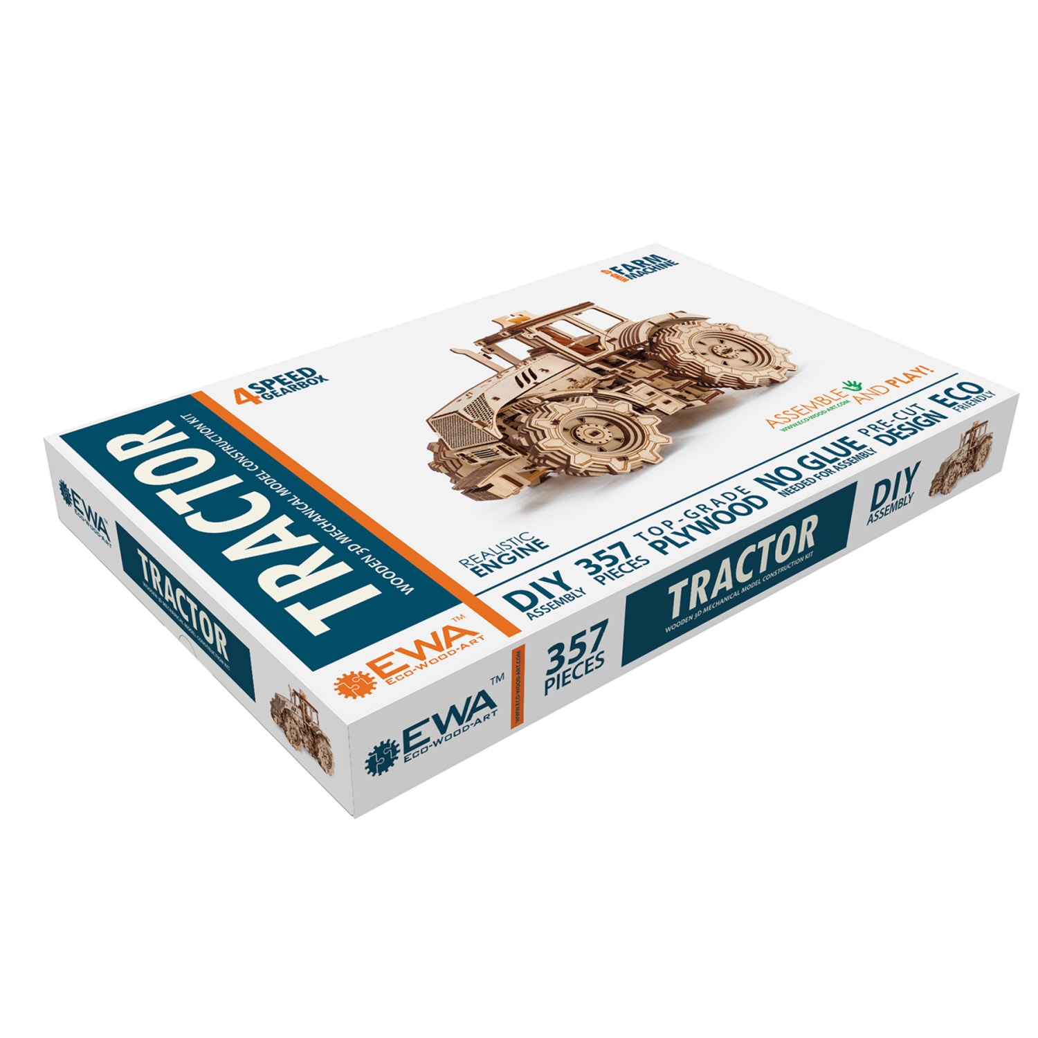 EWA Eco-Wood-Art Tractor 3D Wooden STEM Construction Kit - Image 3