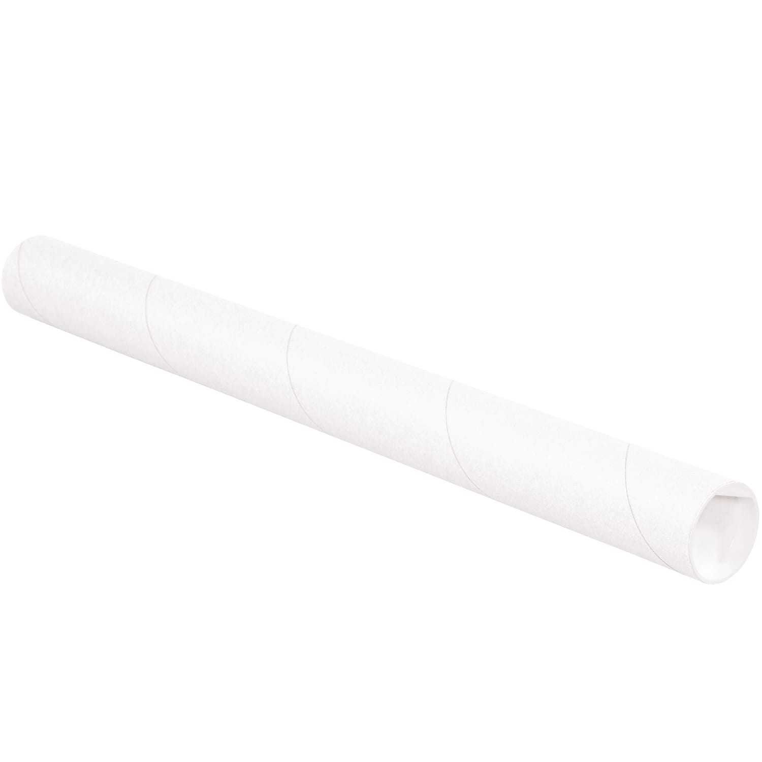 Partners Brand White Mailing Tubes With Plastic Endcaps, 2in x 15in, 80% Recycled, Pack Of 50