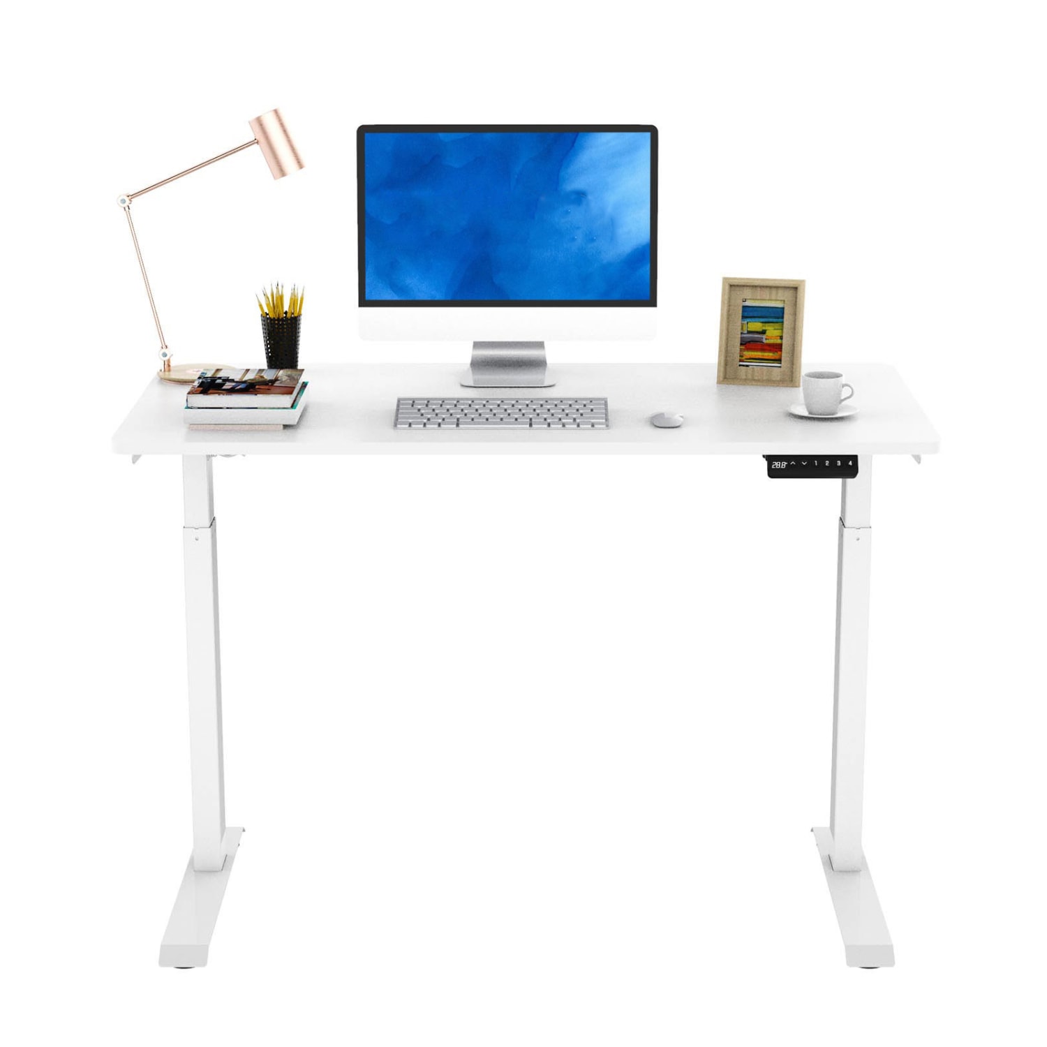 FlexiSpot E9 Quick-Install Metal Electric 48inW Height-Adjustable Standing Desk, White - Image 3