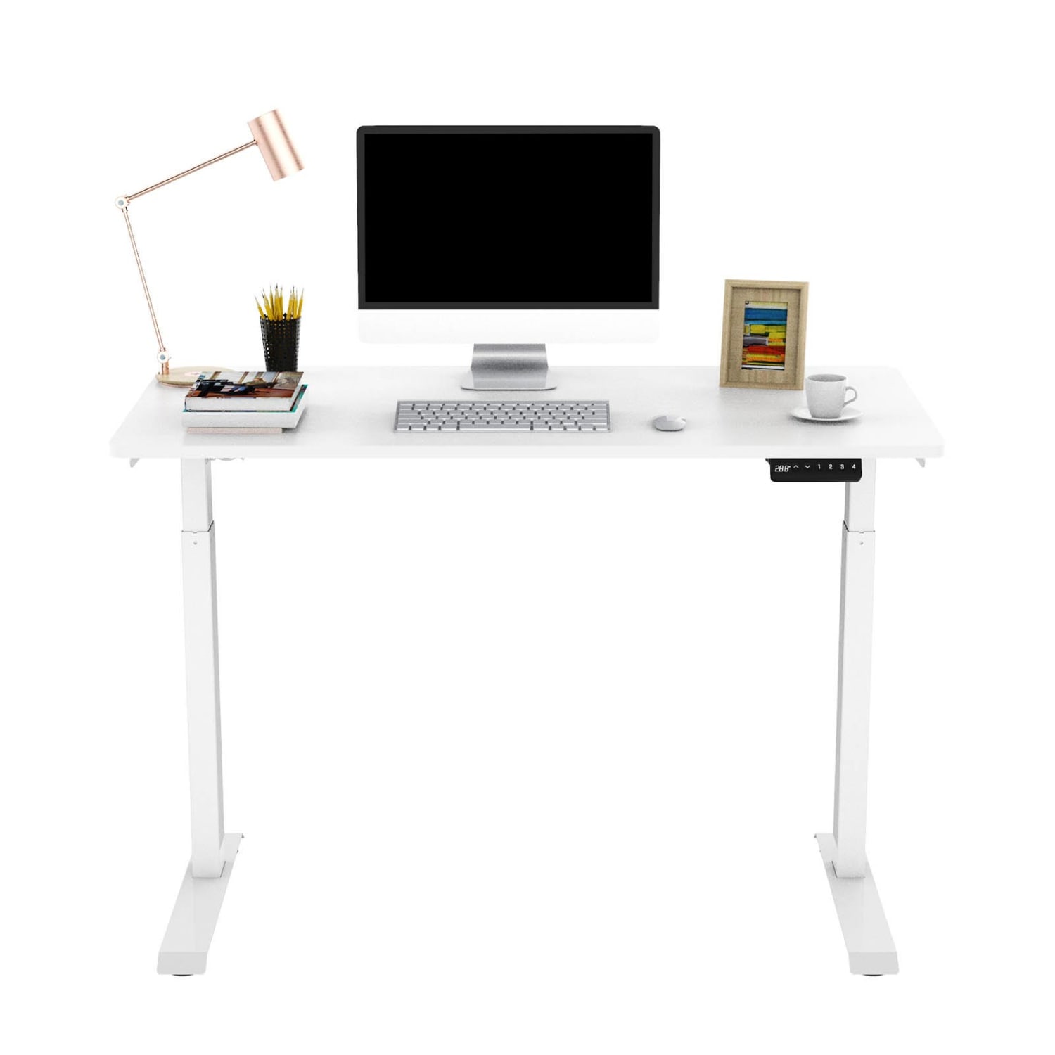FlexiSpot E9 Quick-Install Metal Electric 48inW Height-Adjustable Standing Desk, White - Image 5