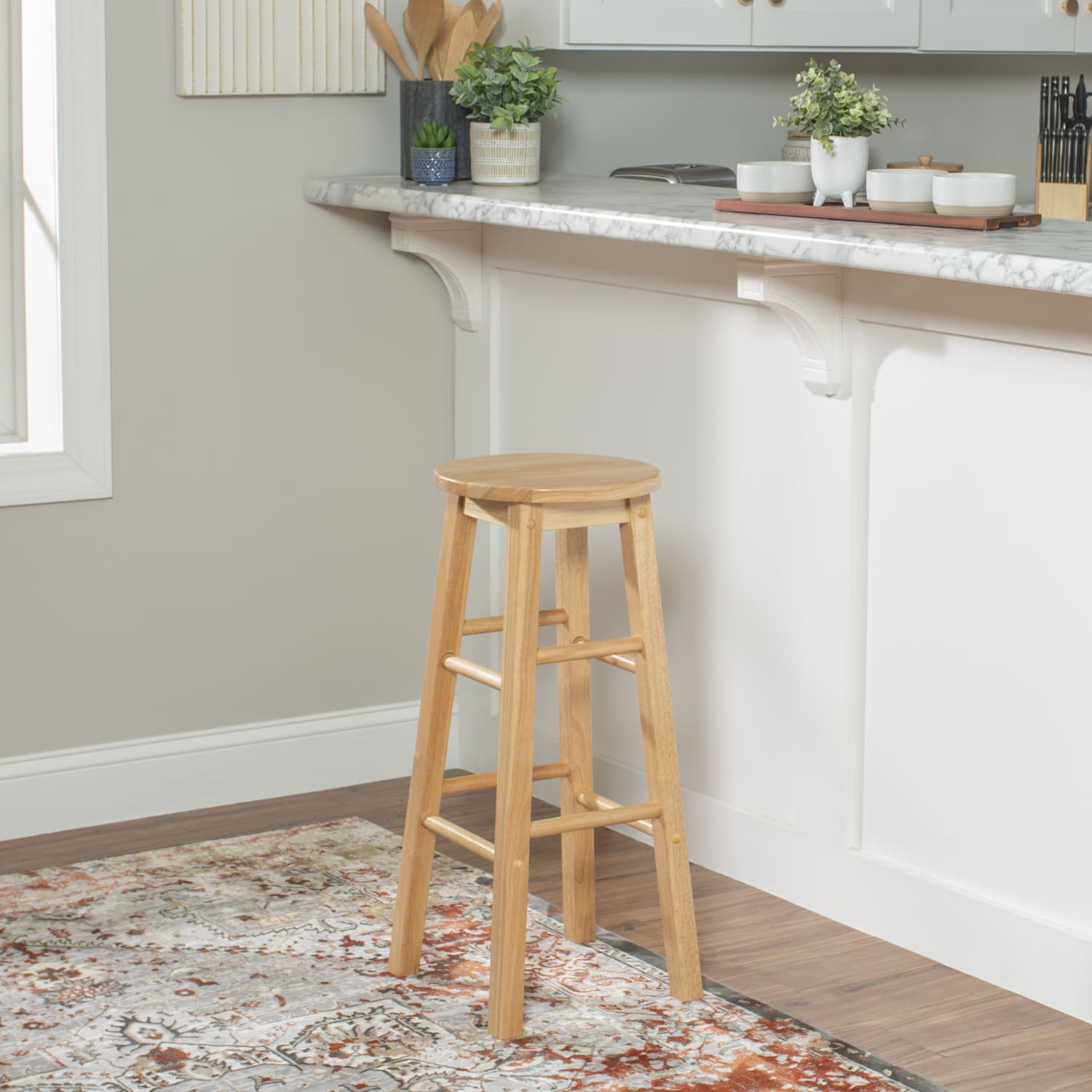 Linon Elmore Backless Bar Stool, Natural - Image 3
