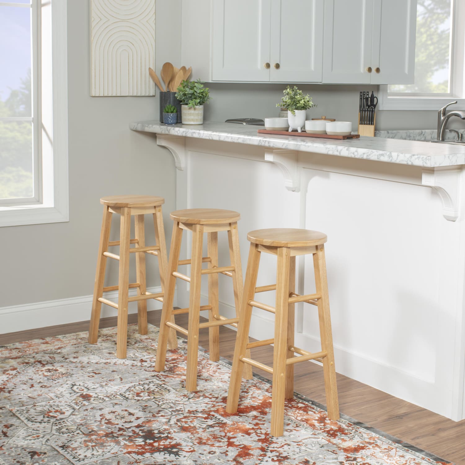 Linon Elmore Backless Bar Stool Natural PopularChairscom