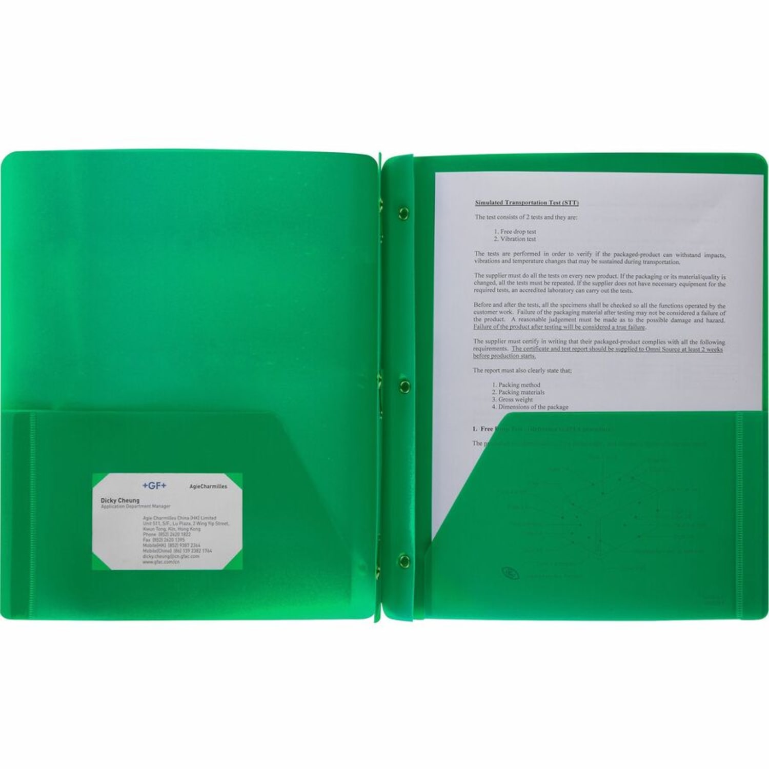 Business Source 3-Hole Punched Poly Portfolio, Letter Size, 8-1/2in x 11in, Green - Image 4