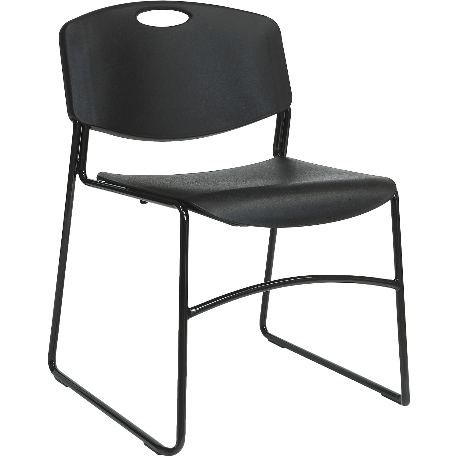 Lorell Big And Tall Plastic Stacking Chairs, Black, Set Of 4 Chairs