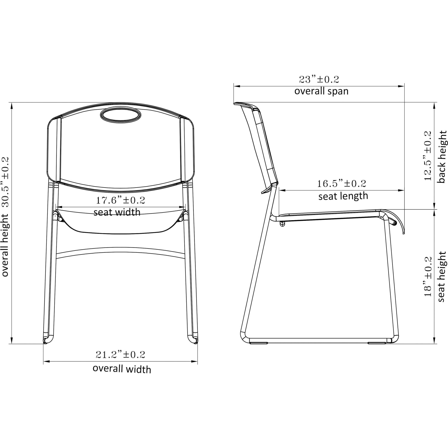 Lorell Big And Tall Plastic Stacking Chairs, Black, Set Of 4 Chairs - Image 4