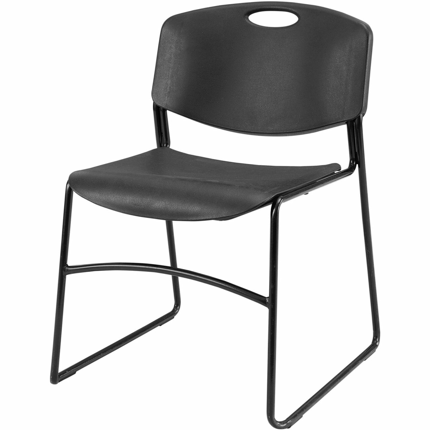 Lorell Big And Tall Plastic Stacking Chairs, Black, Set Of 4 Chairs - Image 5