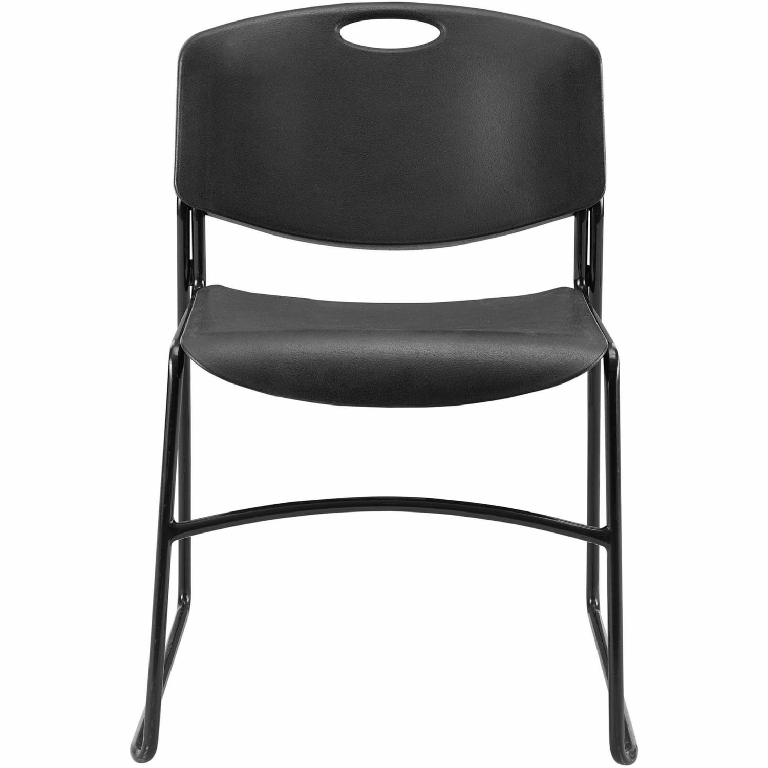 Lorell Big And Tall Plastic Stacking Chairs, Black, Set Of 4 Chairs - Image 6