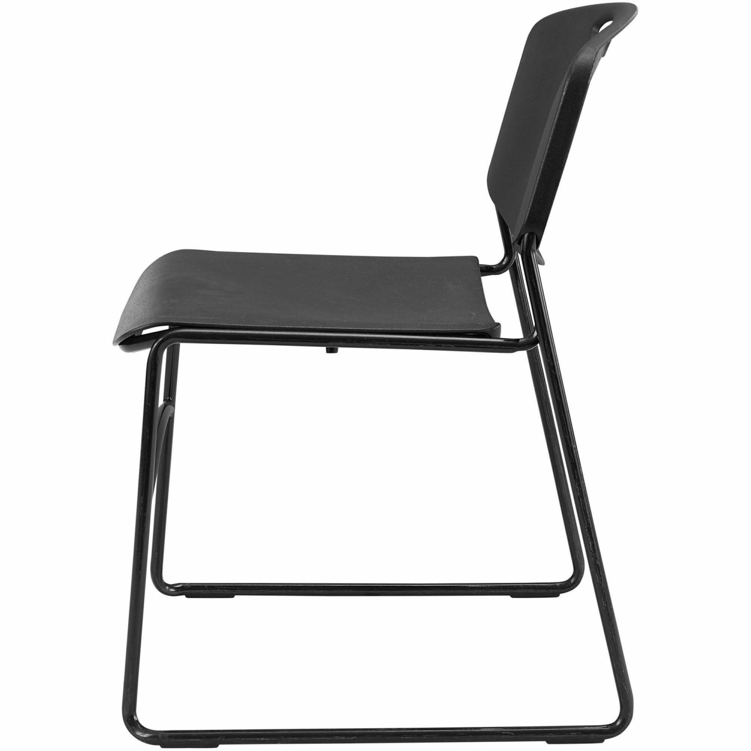 Lorell Big And Tall Plastic Stacking Chairs, Black, Set Of 4 Chairs - Image 7