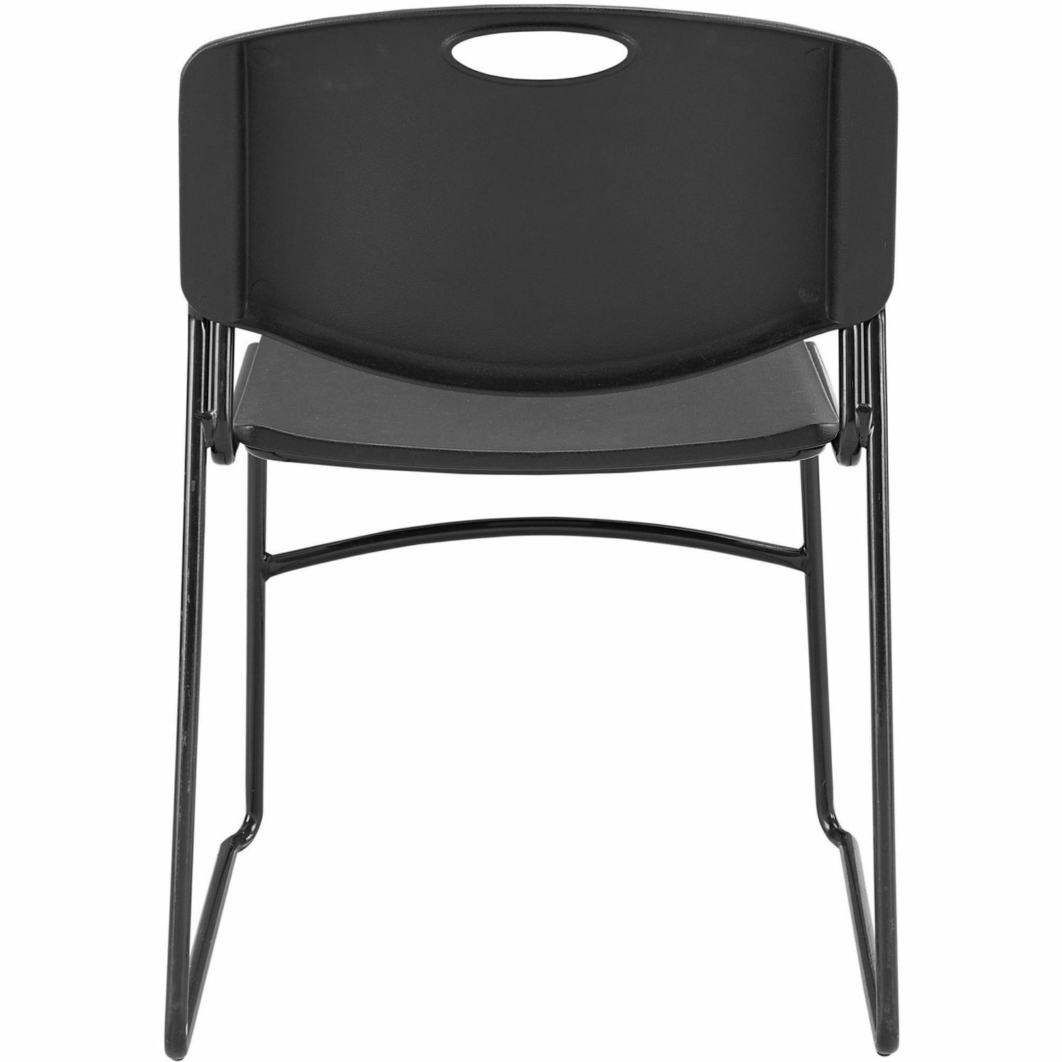 Lorell Big And Tall Plastic Stacking Chairs, Black, Set Of 4 Chairs - Image 8