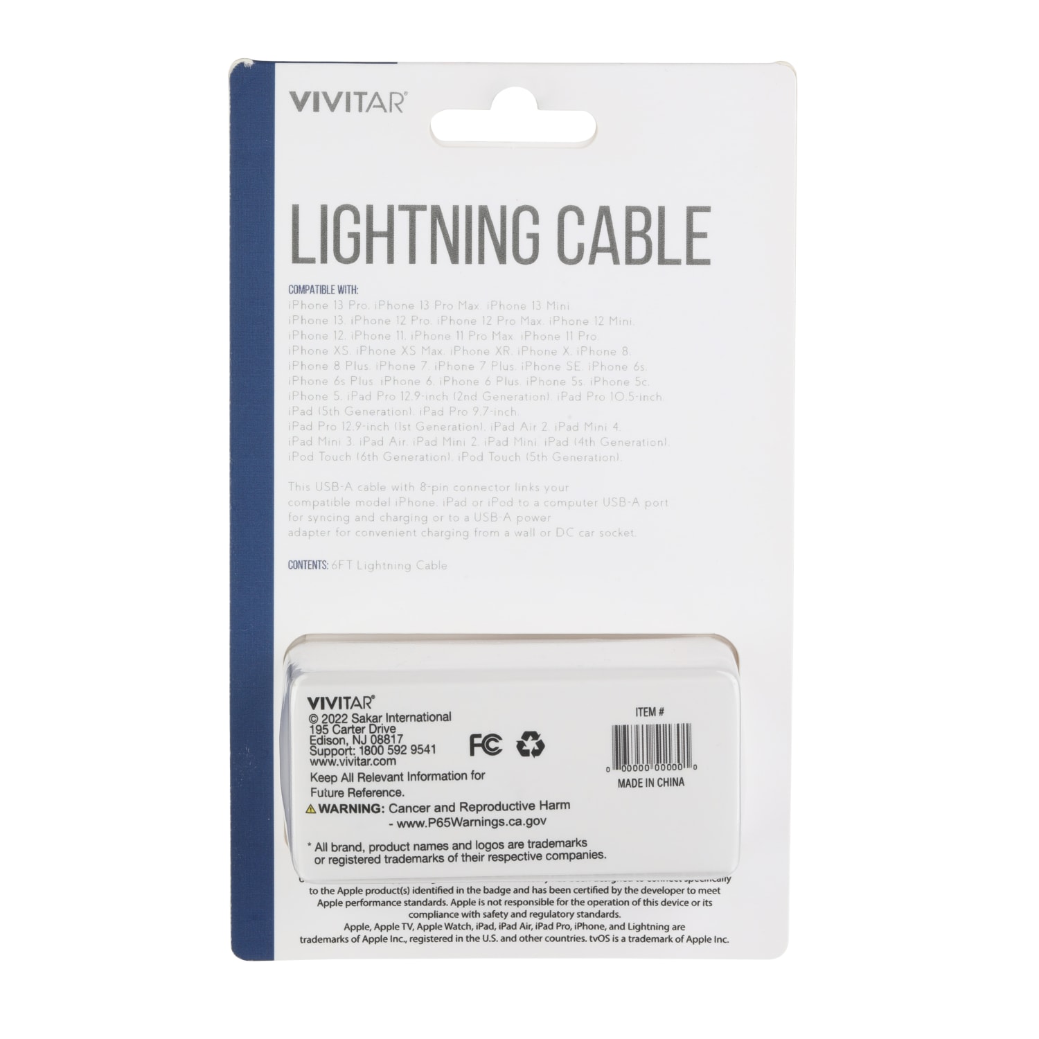 Vivitar Lightning To USB-A Cable, 6ft, Gray, NIL1006-GRY-STK-24 - Image 3