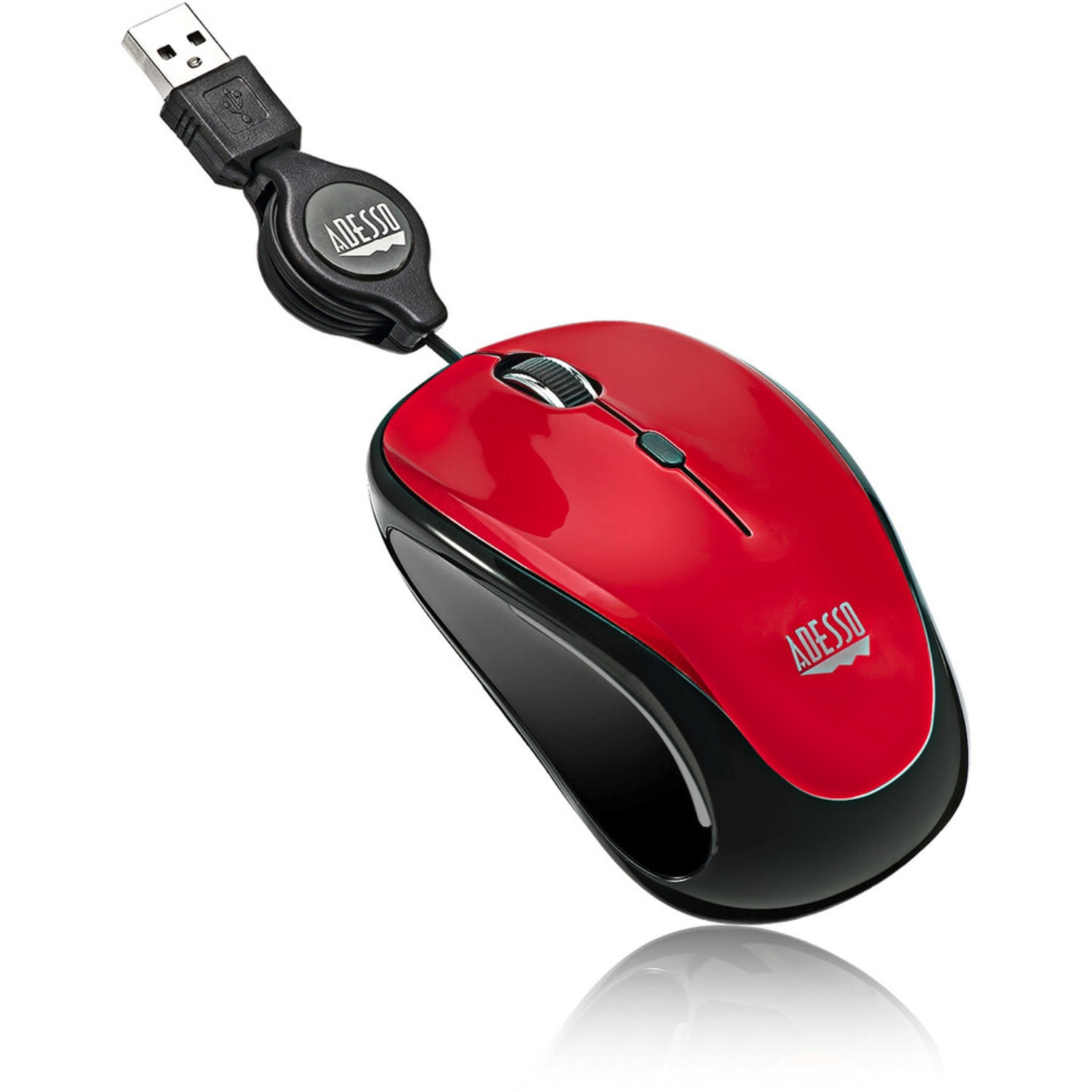 Adesso iMouse S8R USB Illuminated Retractable Mini Optical Mouse, Red - Image 3
