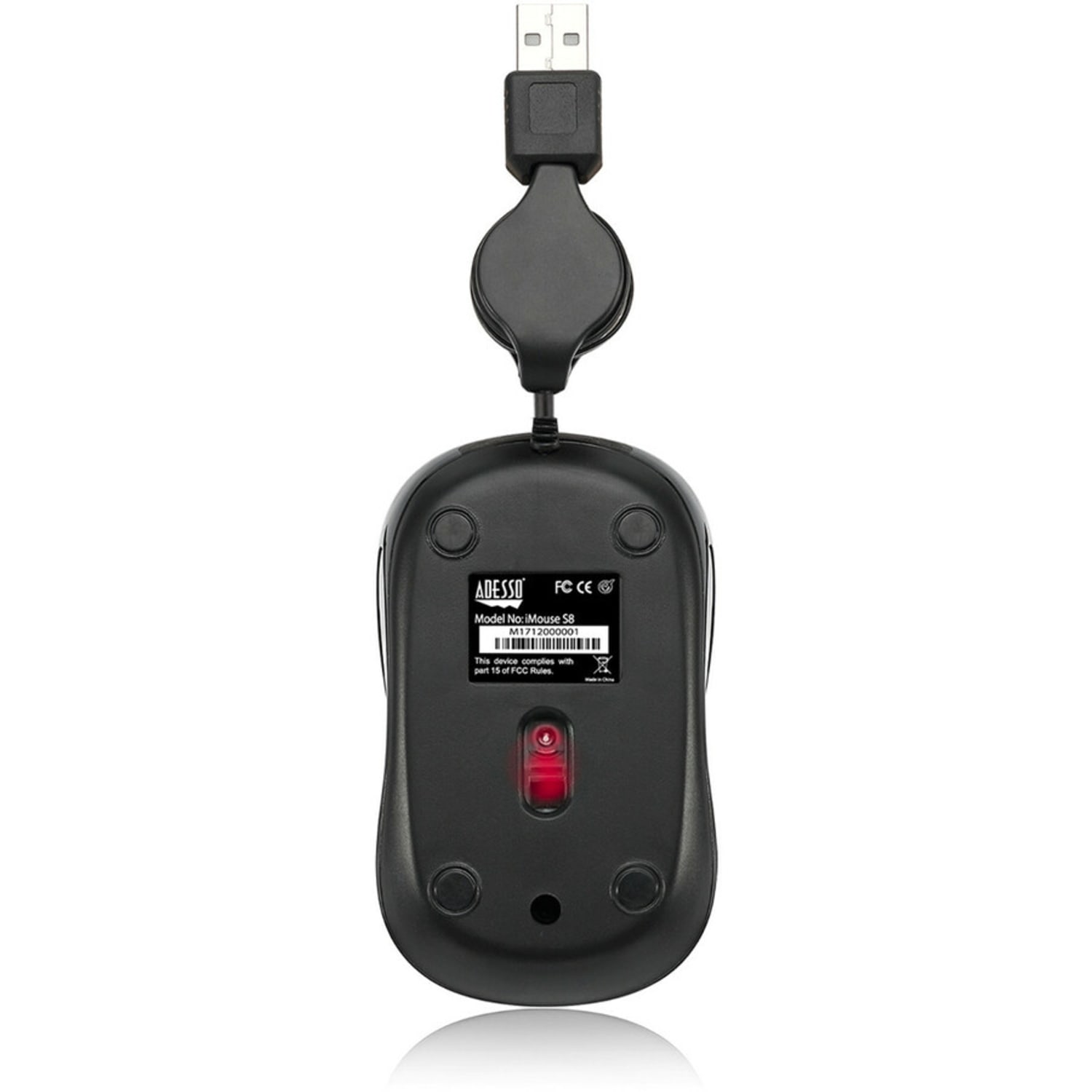 Adesso iMouse S8R USB Illuminated Retractable Mini Optical Mouse, Red - Image 6