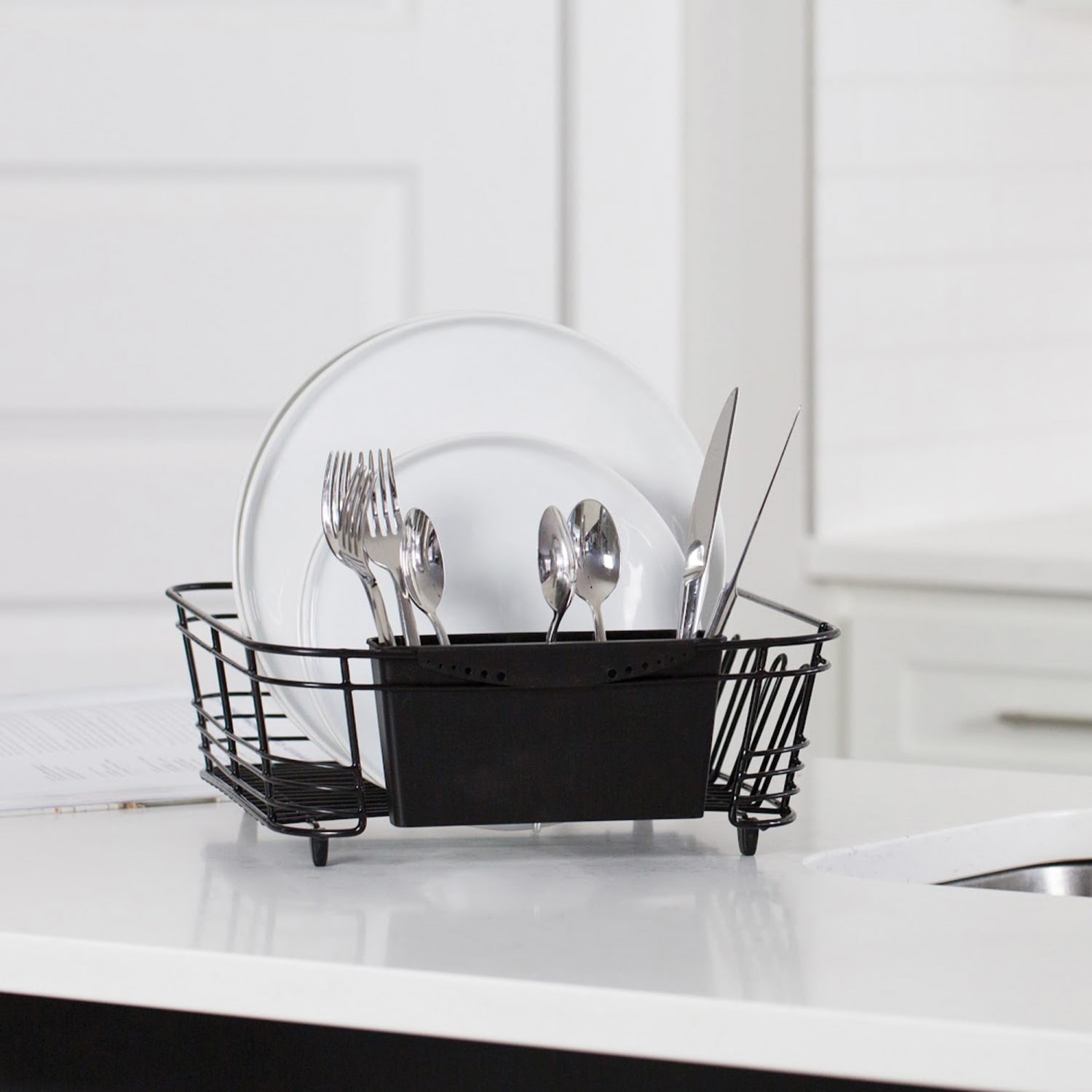 Better Houseware 2-Piece Dish Drainer, 5inH x 13inW x 14-1/2inD, Black - Image 4