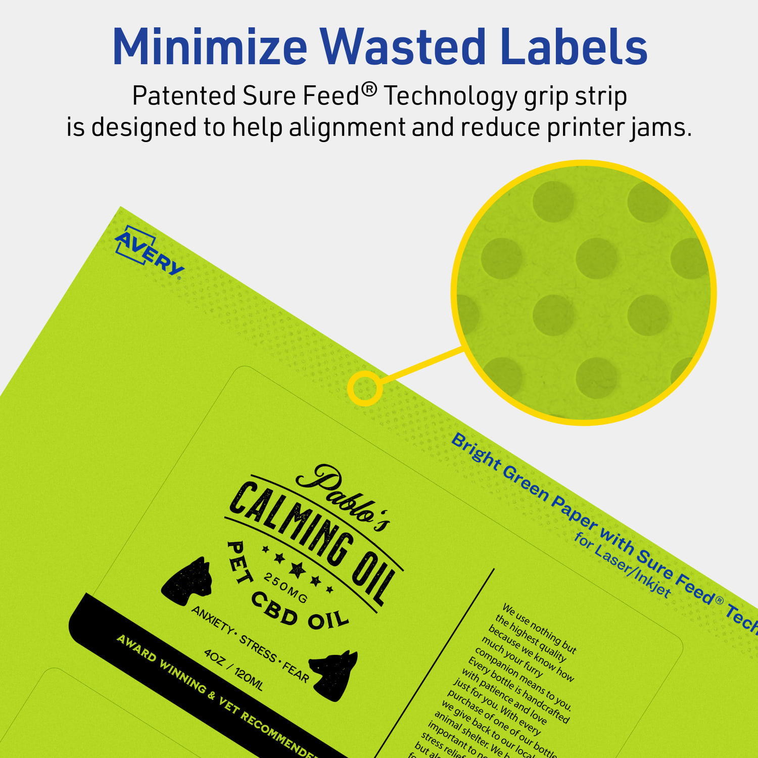 Avery Print-To-The-Edge Labels With Sure Feed Technology And Easy Peel, 94213-BGP40, Rectangle, 3in x 5in, Matte Bright Green, Pack of 120 - Image 5