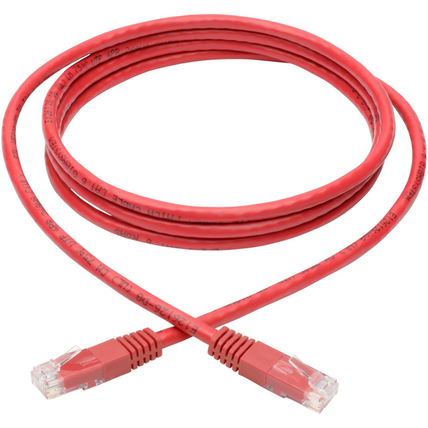 Tripp Lite Cat6 Cat5e Gigabit Molded Patch Cable RJ45 M/M 550MHz Red 6ft 6ft - 1x RJ-45 Male Network - N200006RD - Image 3
